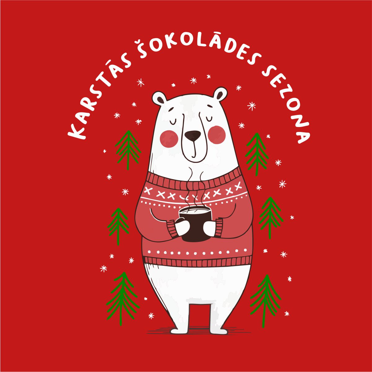 Sarkans UNISEX džemperis bez kapuces "Karstās šokolādes sezona"