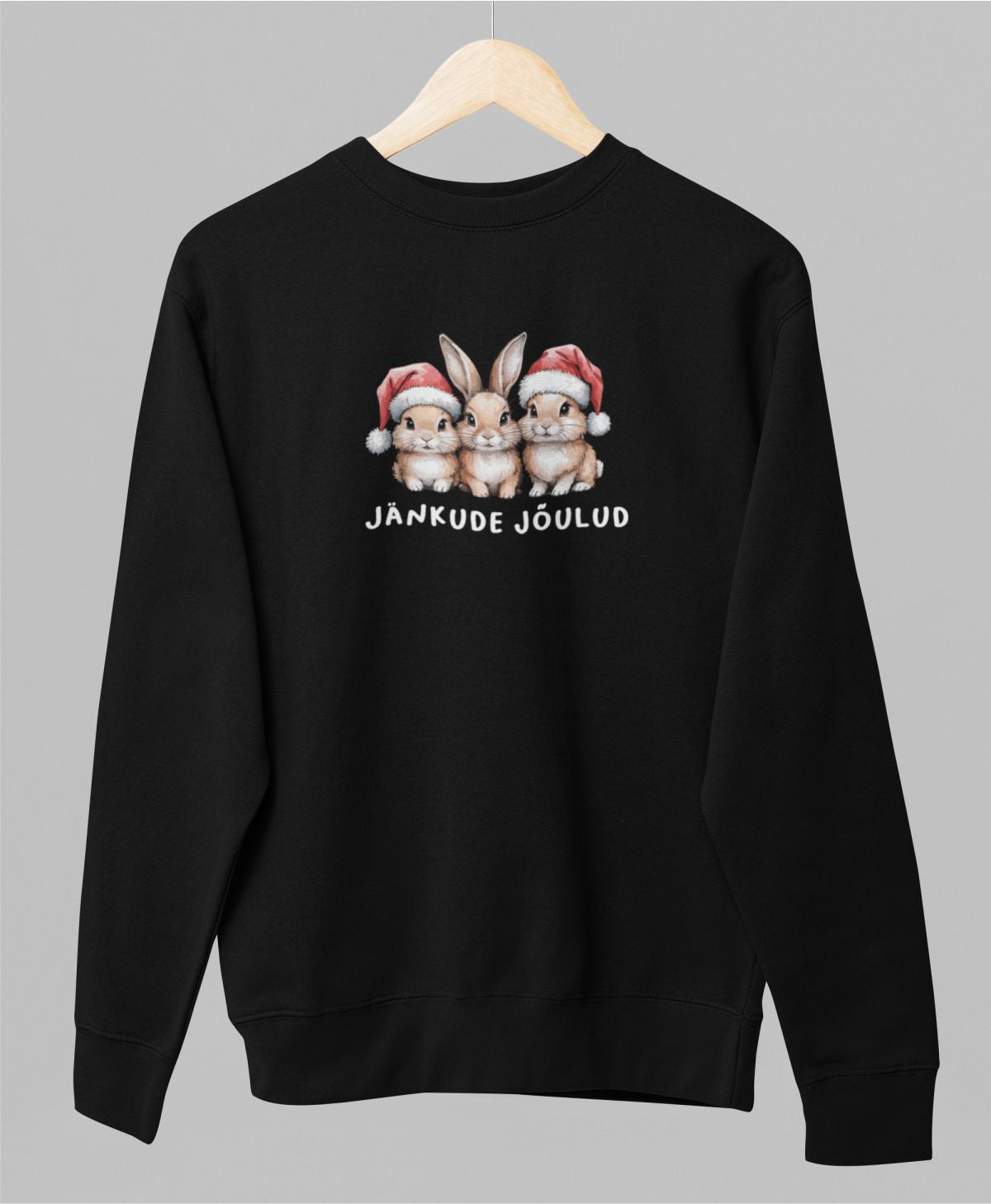 Must UNISEX pusaer ilma kapuutsita "Jänkude jõulud"
