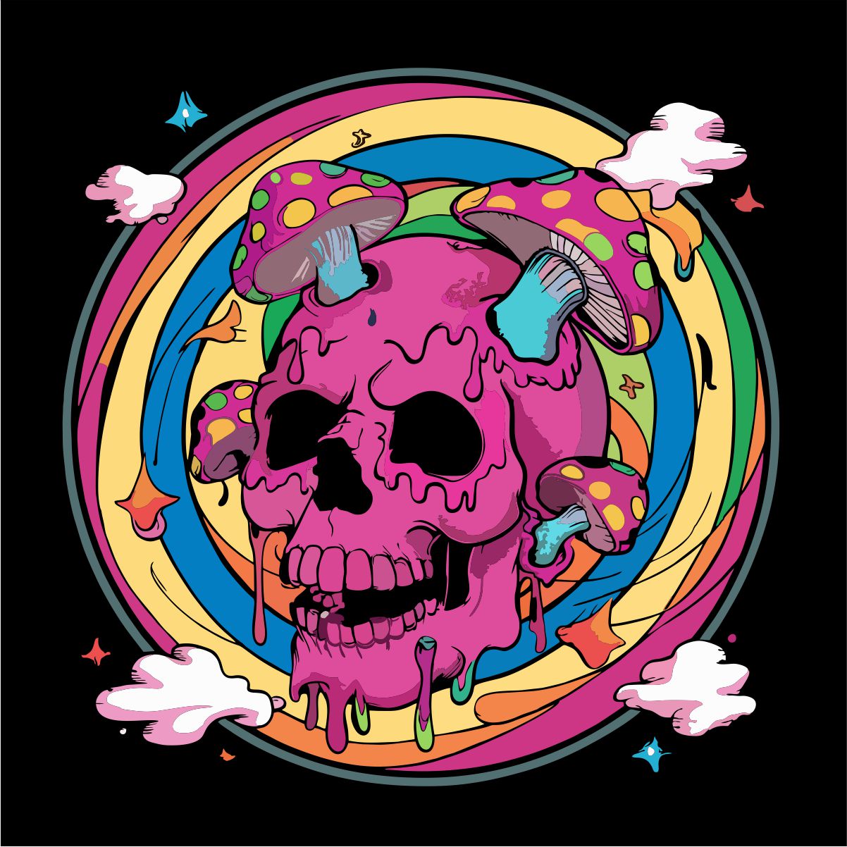 Schwarzes UNISEX T-Shirt "Rosa Himmel"