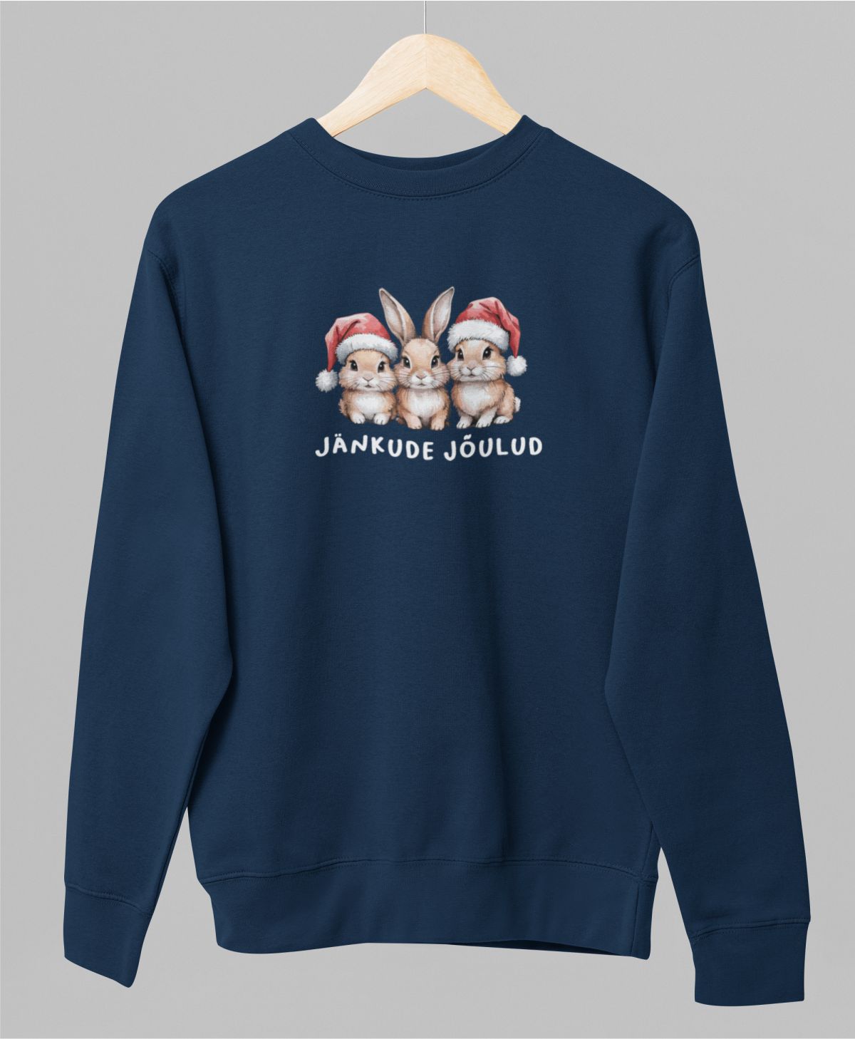 Sinine UNISEX pusaer ilma kapuutsita "Jänkude jõulud"