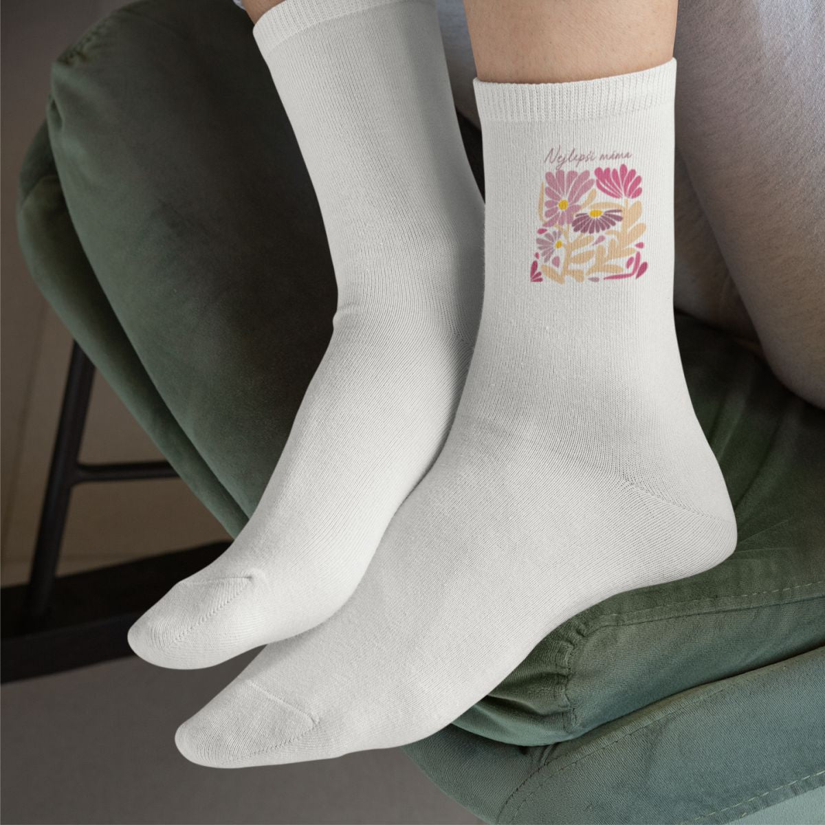 Bílé ponožky "Nejlepší máma"