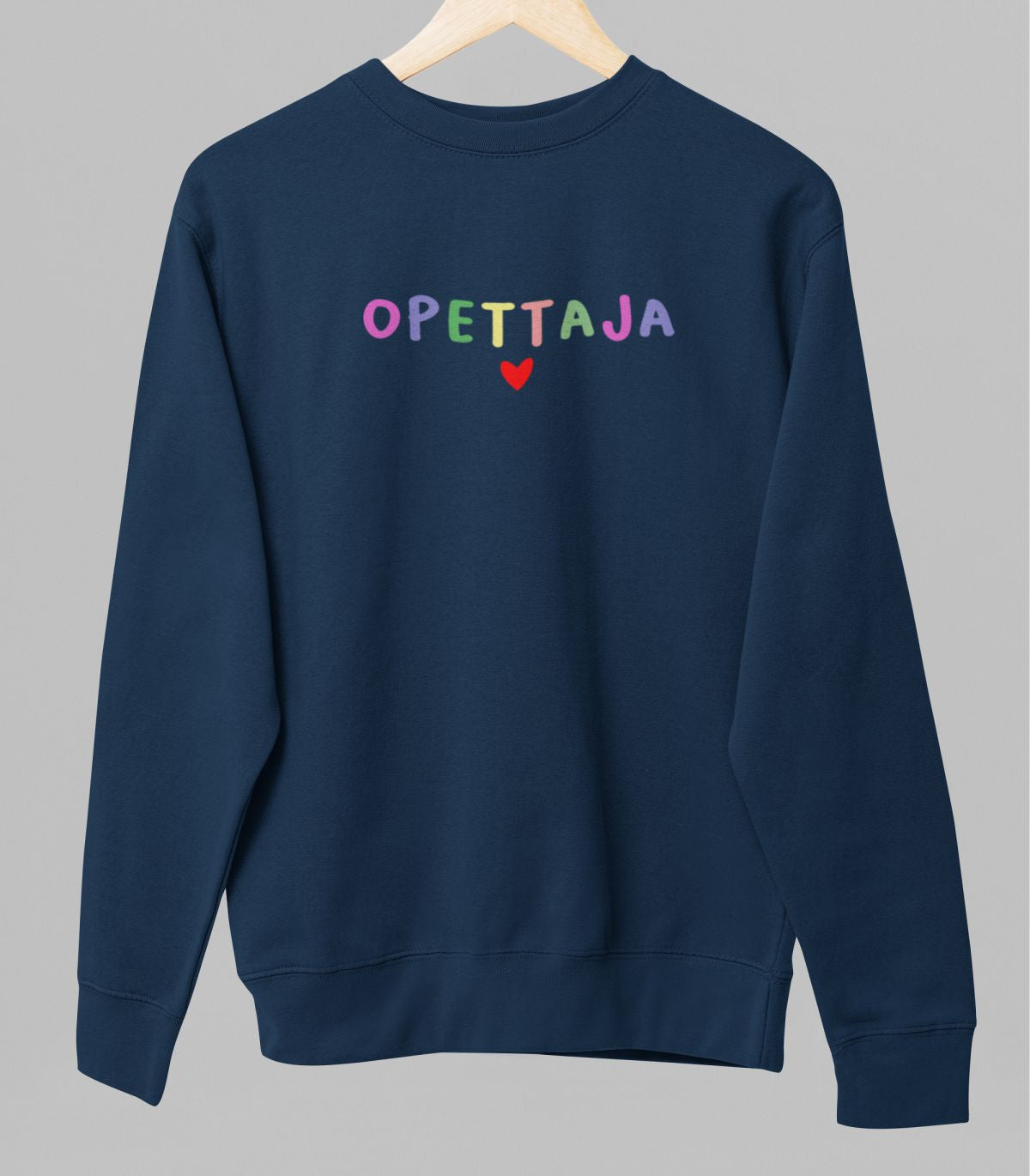 Sininen unisex collegepaita "Opettaja"