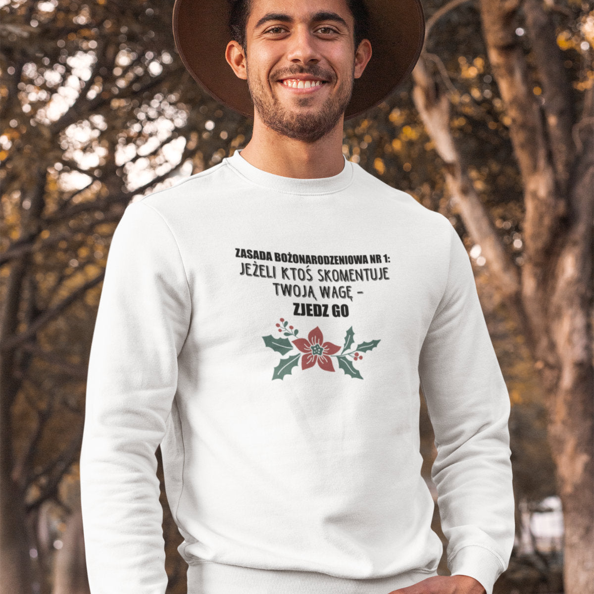 UNISEX Biała bluza Zasada bożonarodzeniowa