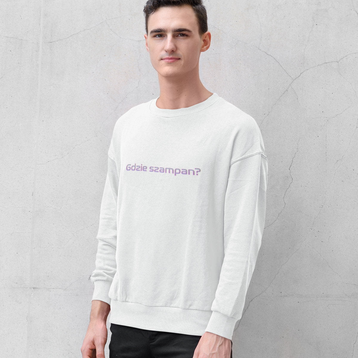 Biała UNISEX bluza Gdzie szampan?