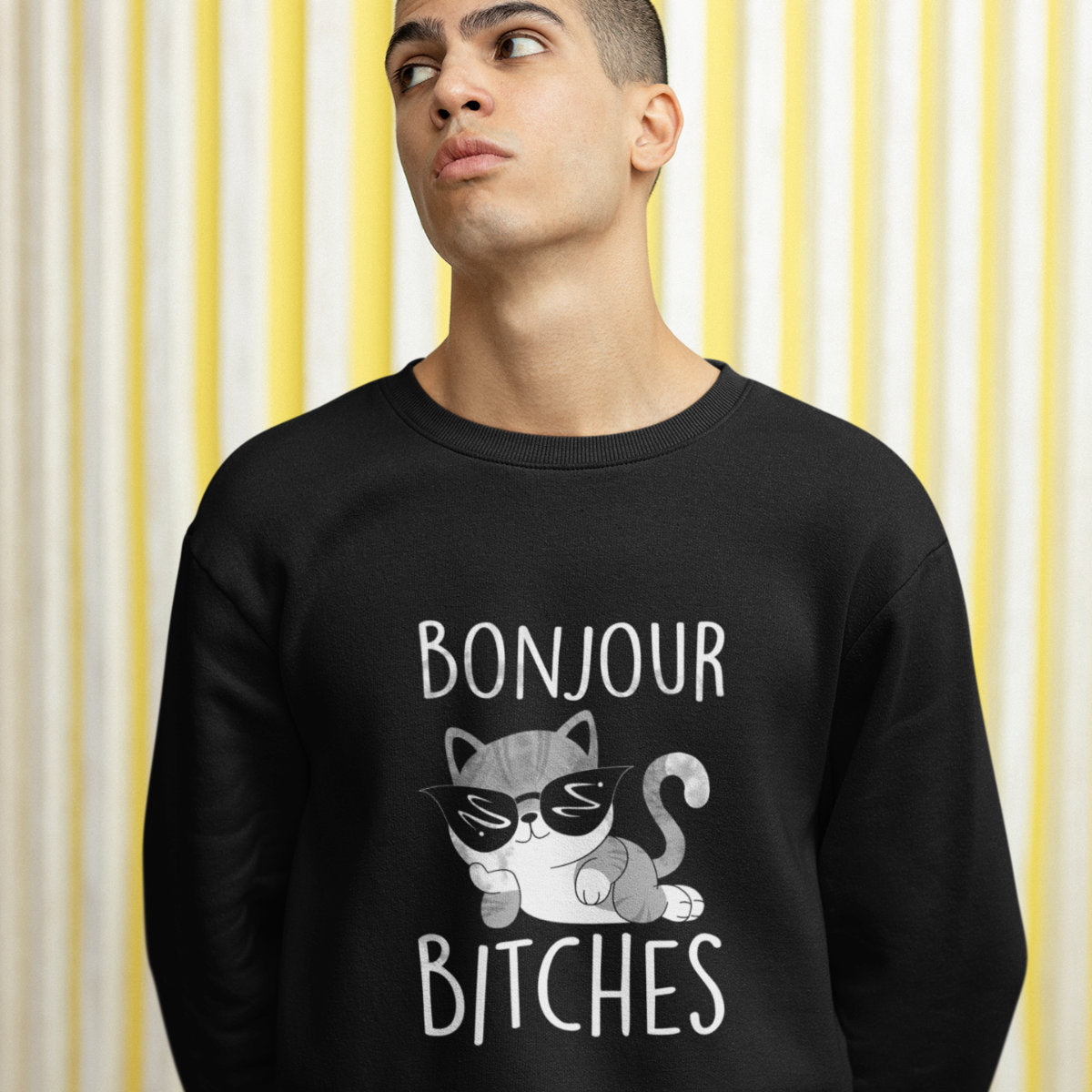 Bluza czarna Bonjour bitches kotek