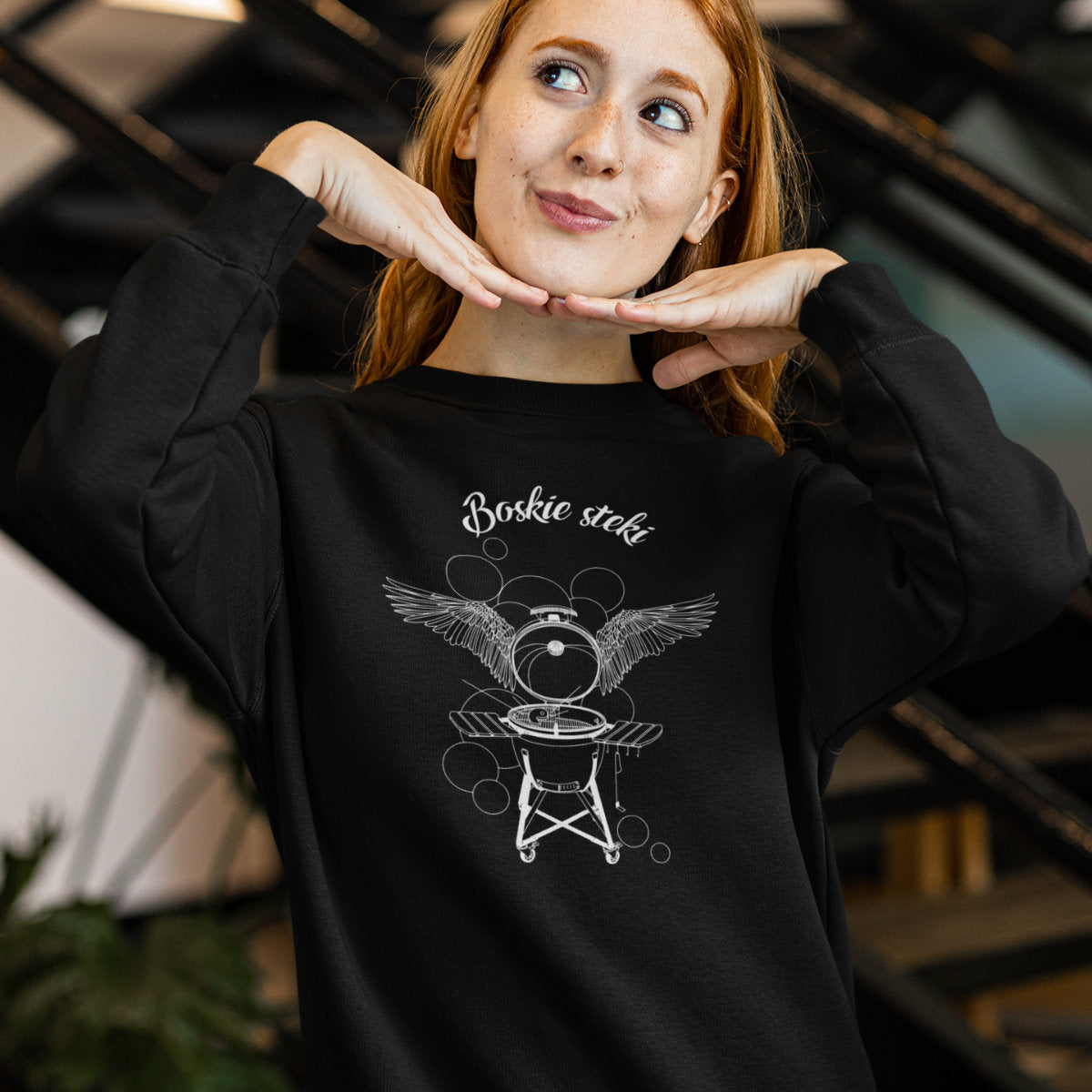 Czarna UNISEX bluza Boskie steki