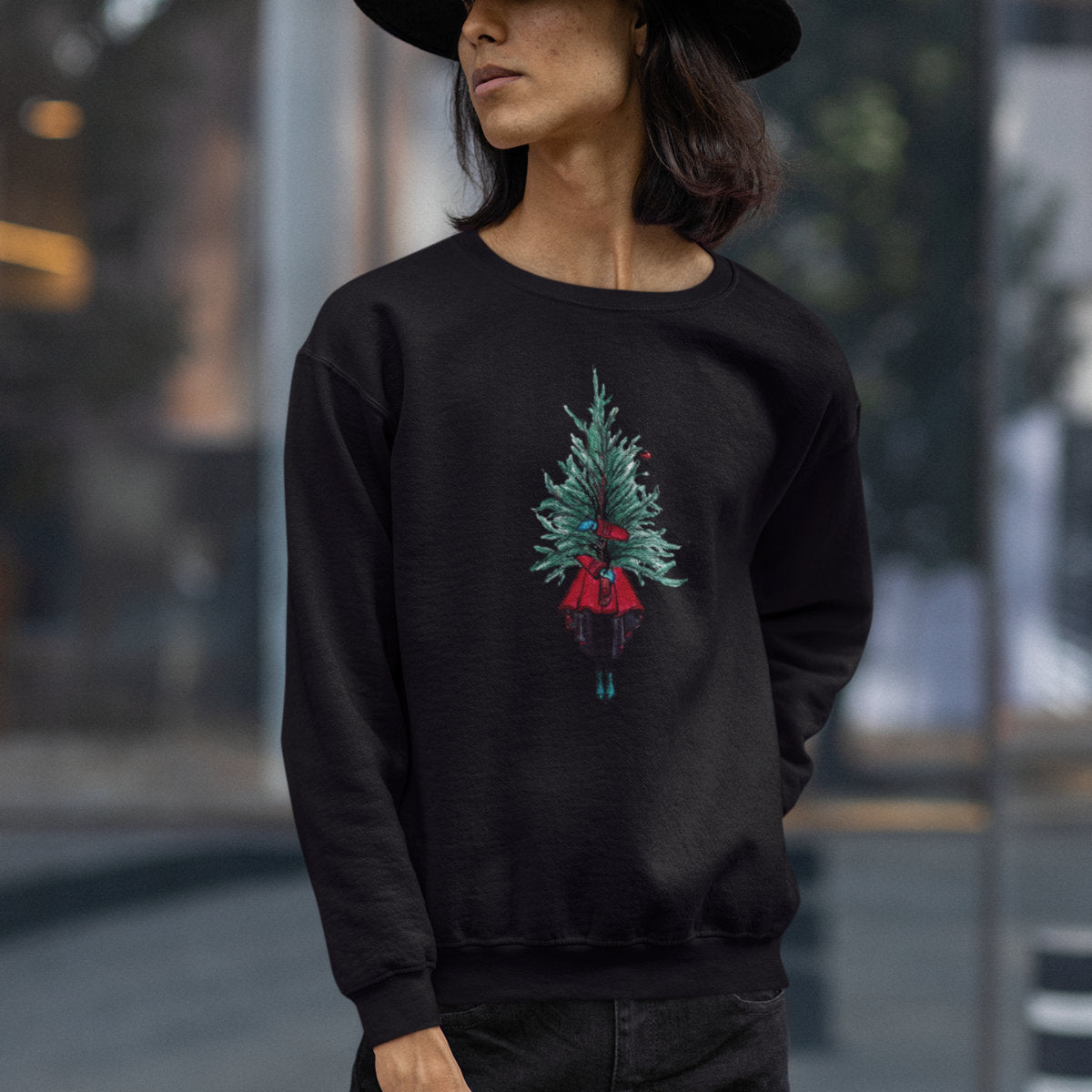 UNISEX Czarna bluza Choinka bożonarodzeniowa