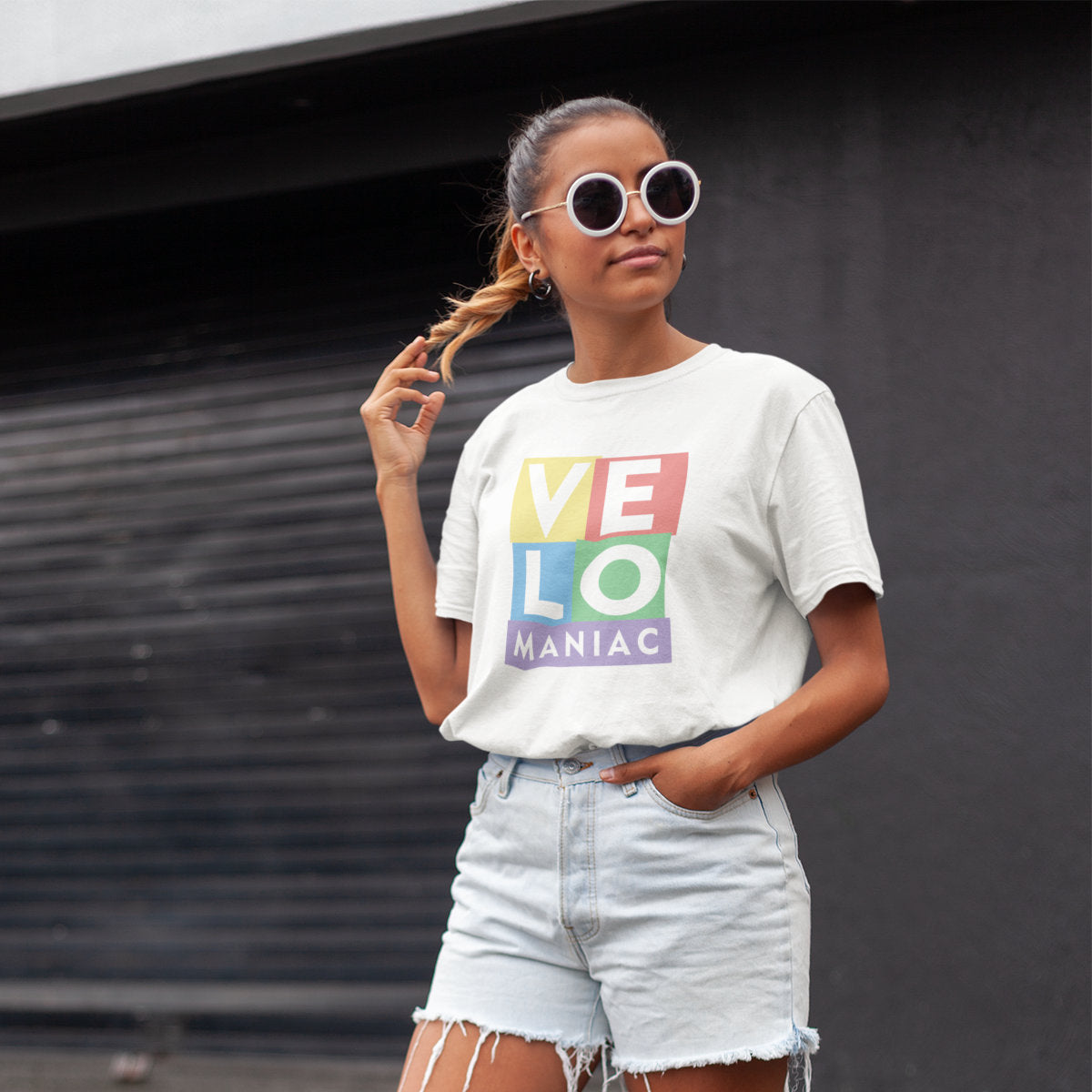 Biała UNISEX koszulka "Velomaniac"