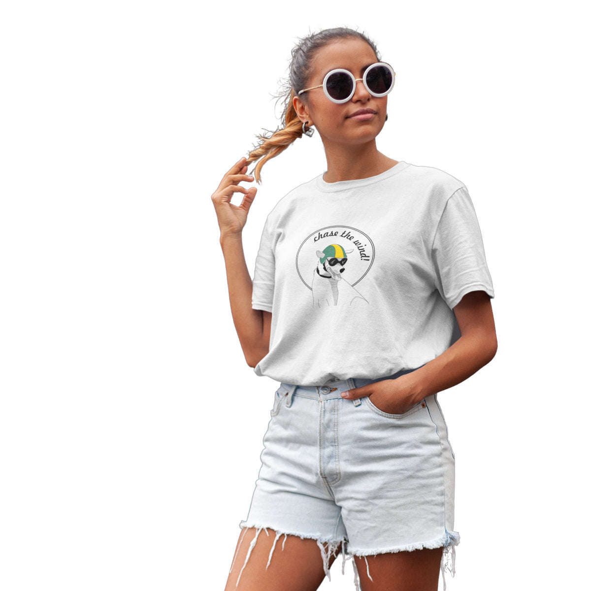 White T-shirt Chase the wind