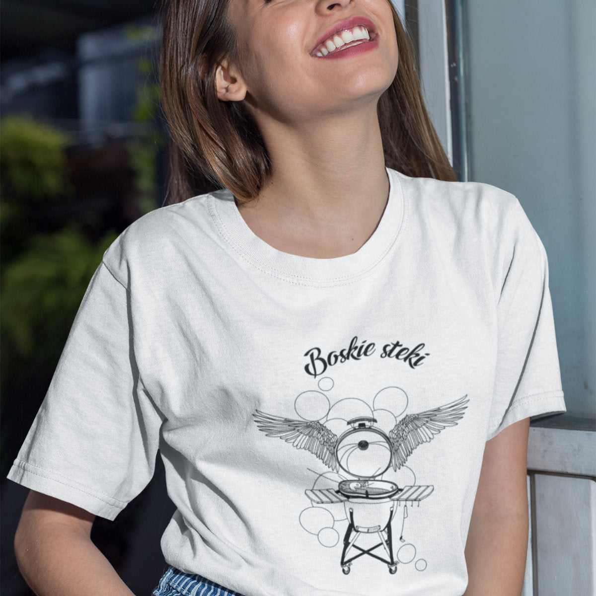 Biały UNISEX T-shirt Boskie steki