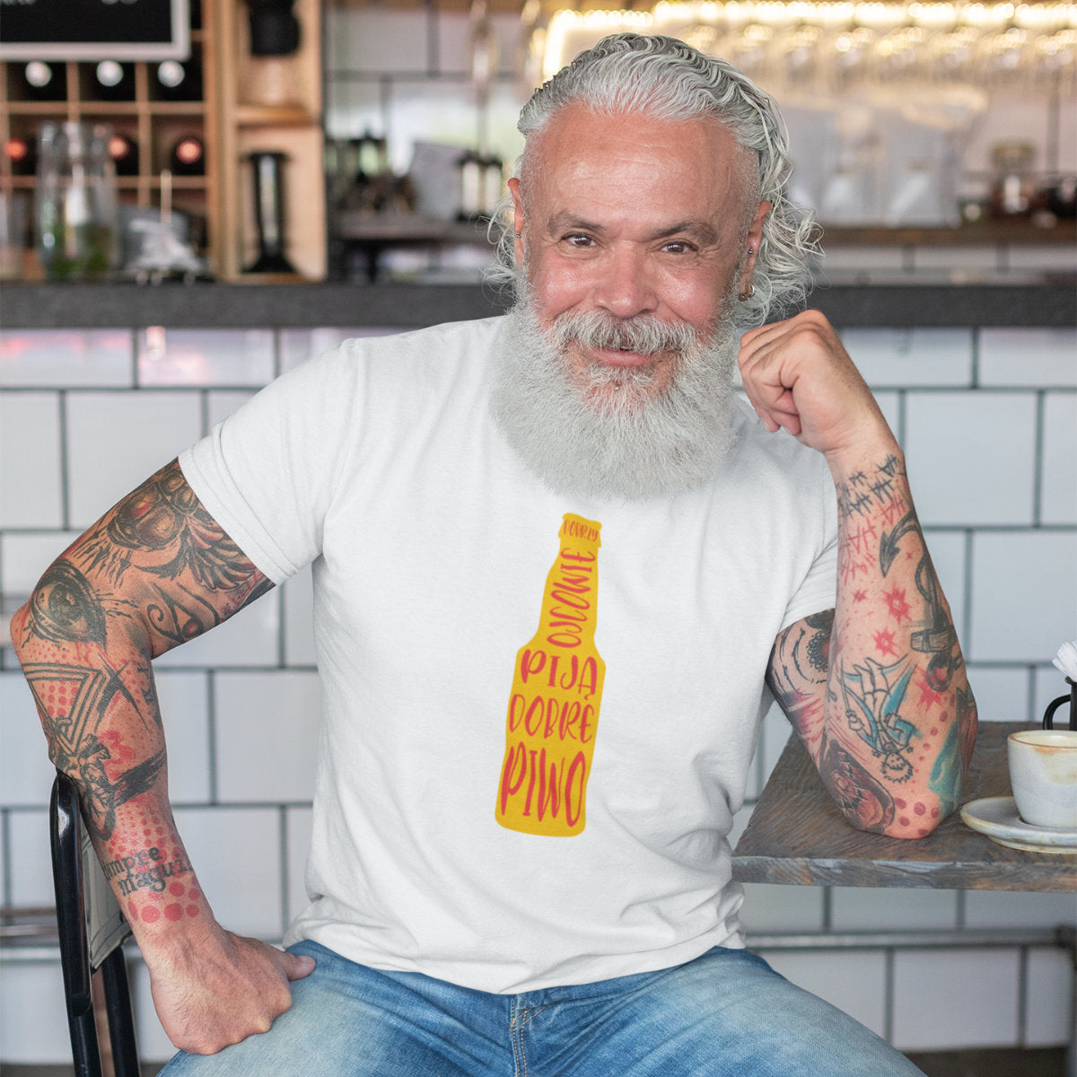 Biały UNISEX T-shirt Dobre piwo