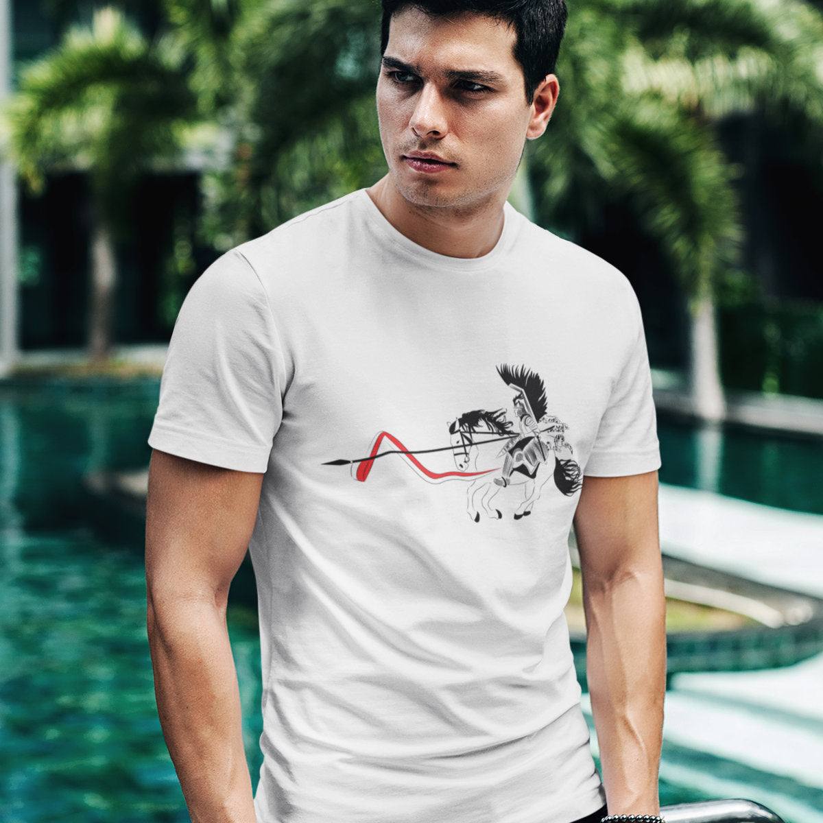 Biały UNISEX T-shirt Husarz