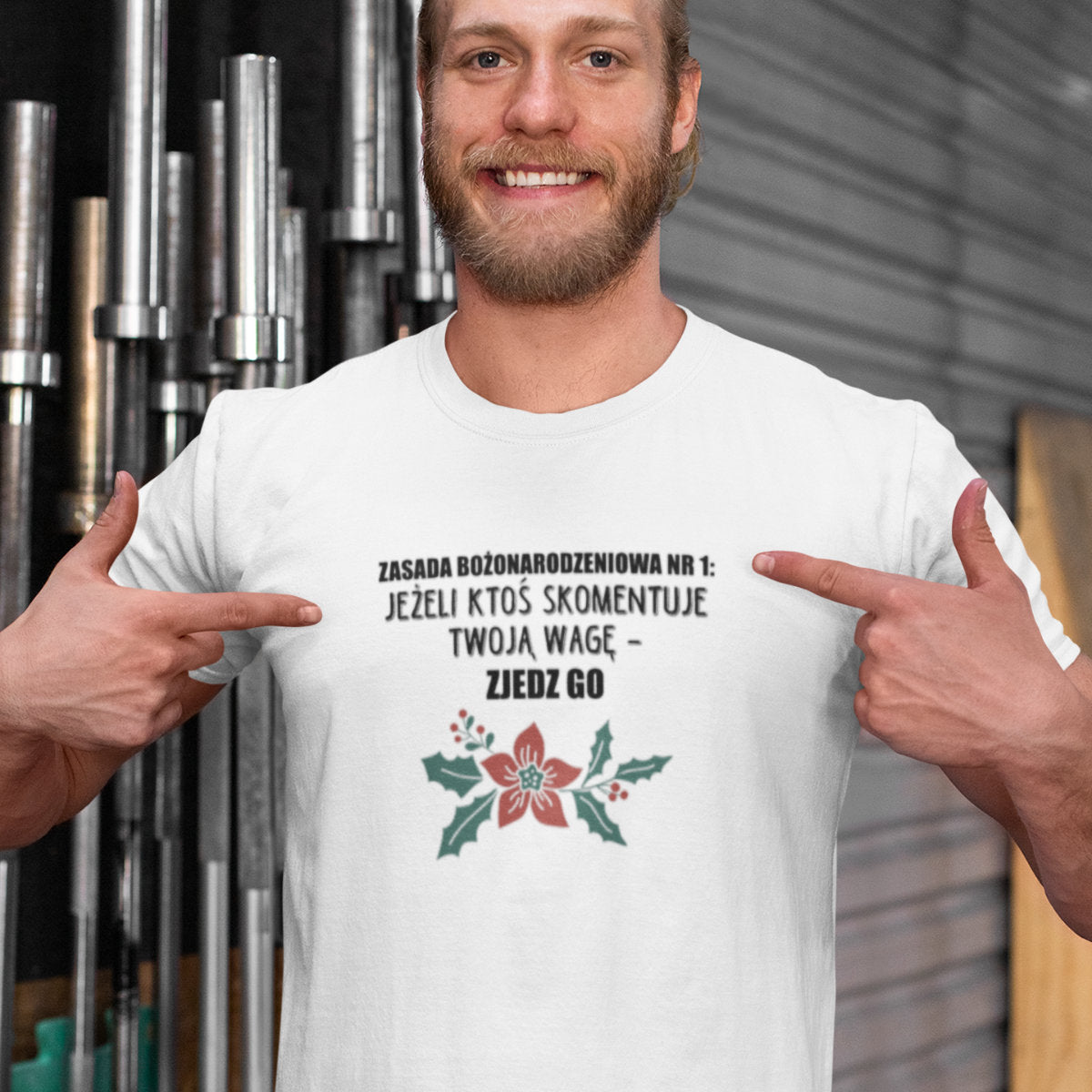 Biały UNISEX T-shirt Zasada bożonarodzeniowa