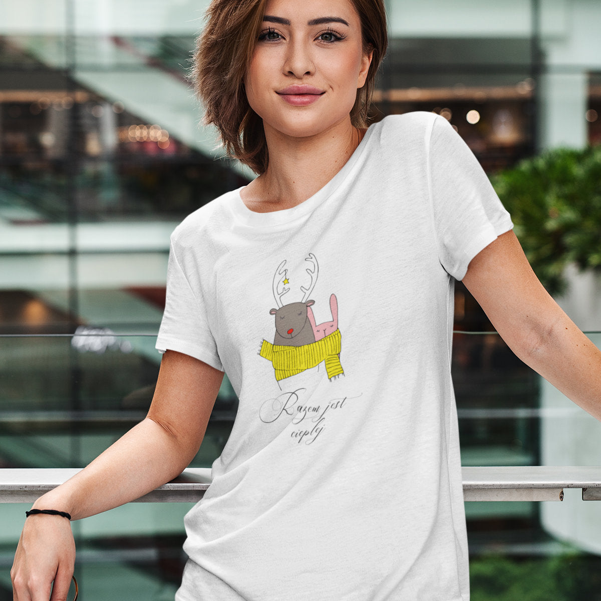 Biały UNISEX T-shirt Razem jest cieplej