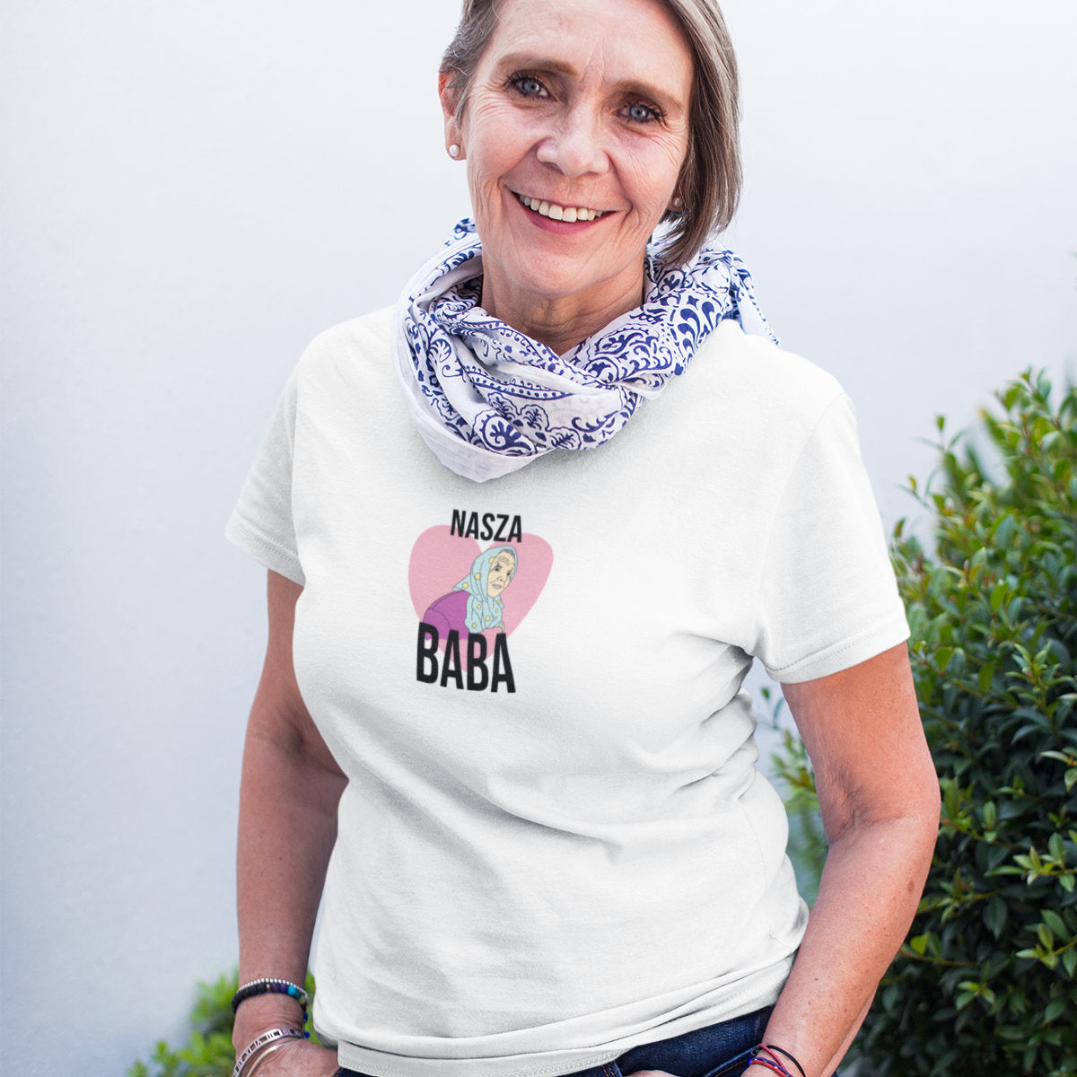 Biały UNISEX T-shirt Nasza baba