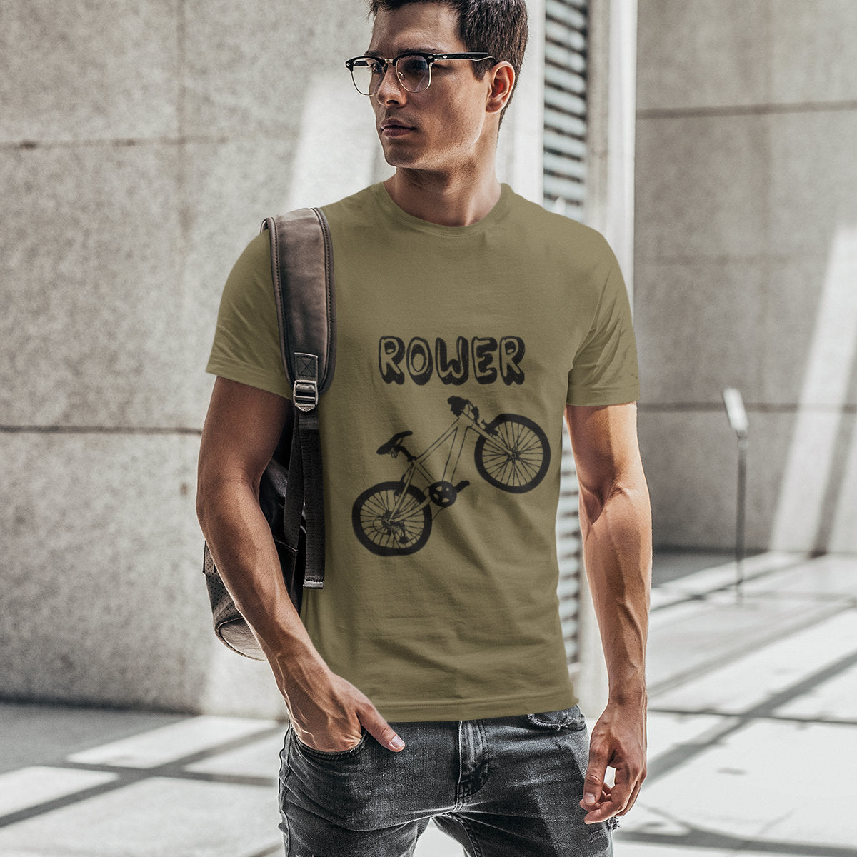 Khaki UNISEX koszulka "ROWER"