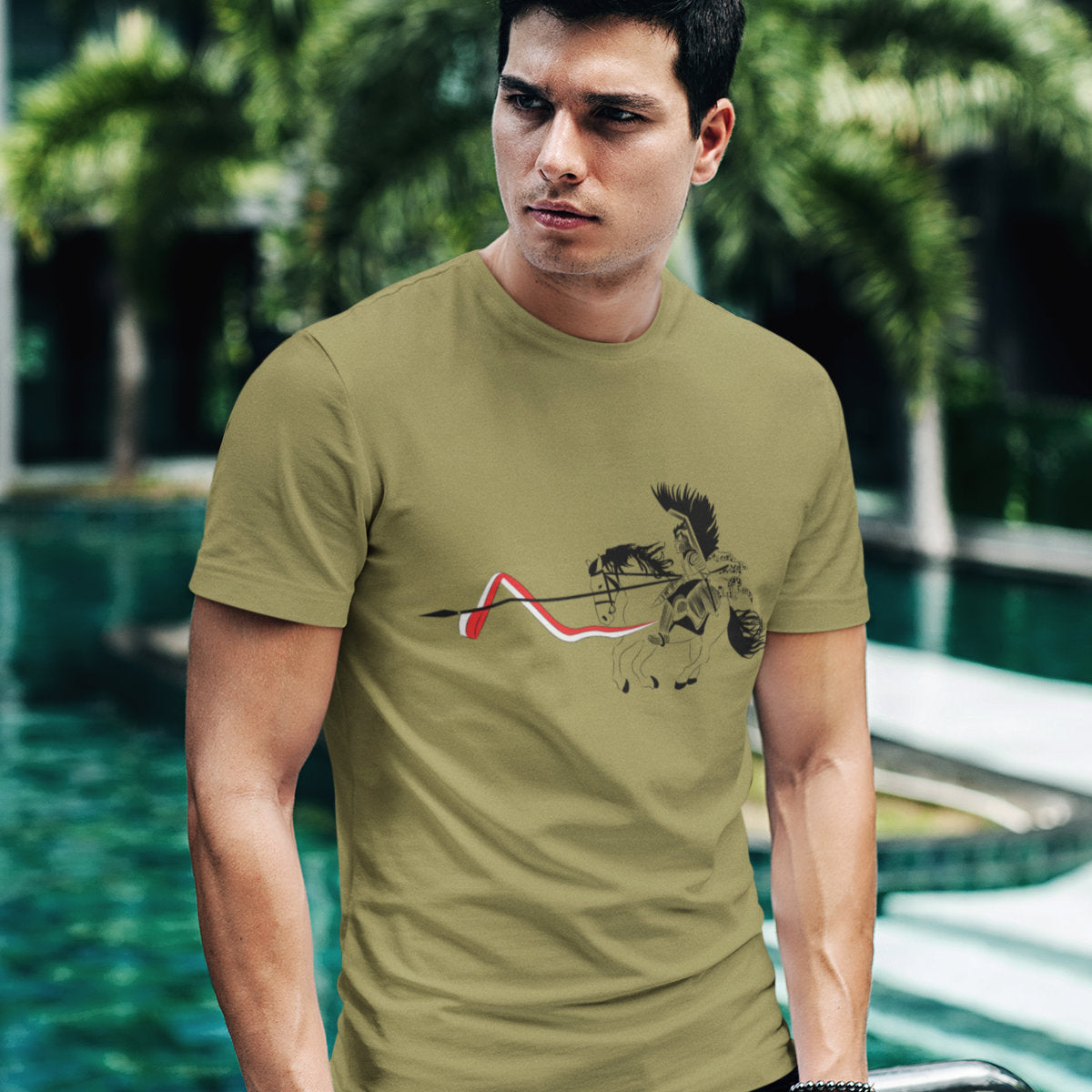 Khaki UNISEX T-shirt Husarz