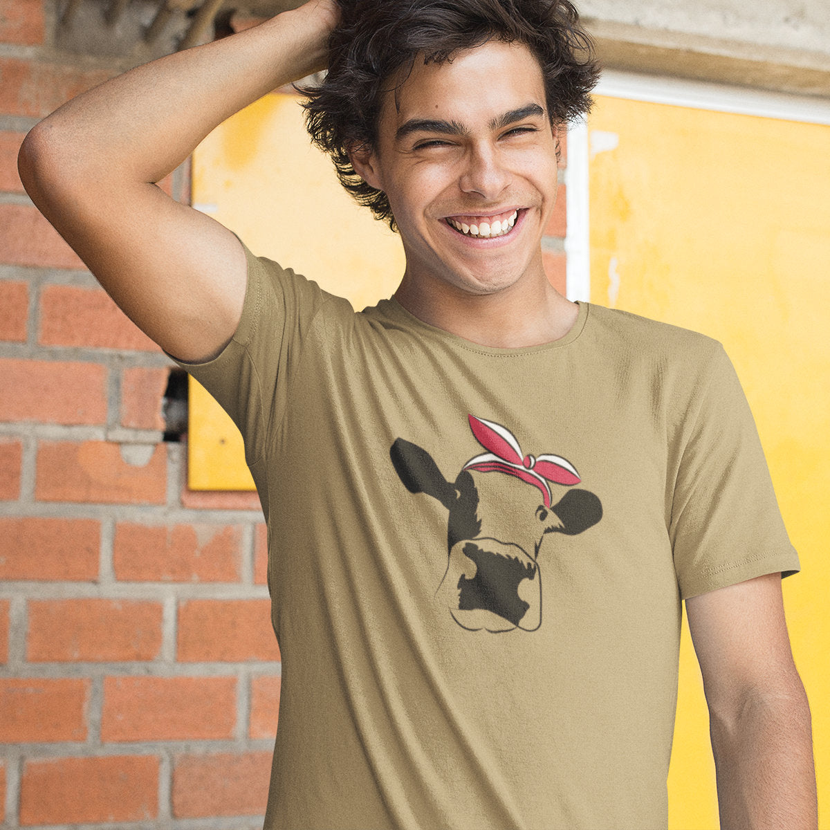 Khaki UNISEX T-shirt Polska krowa