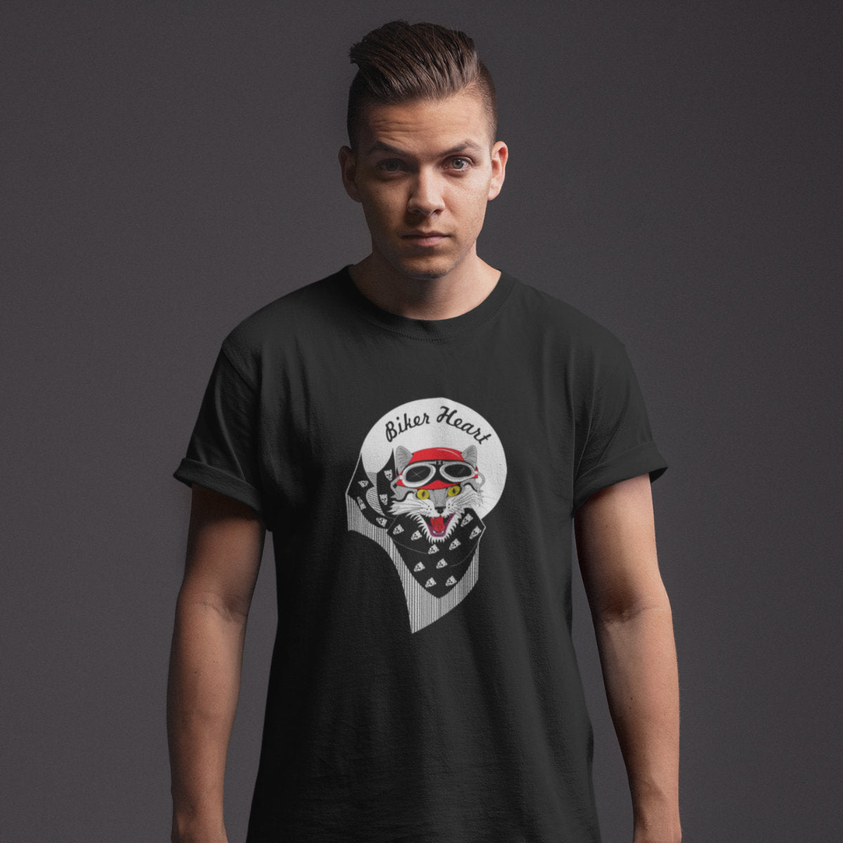 Black T-shirt Biker heart