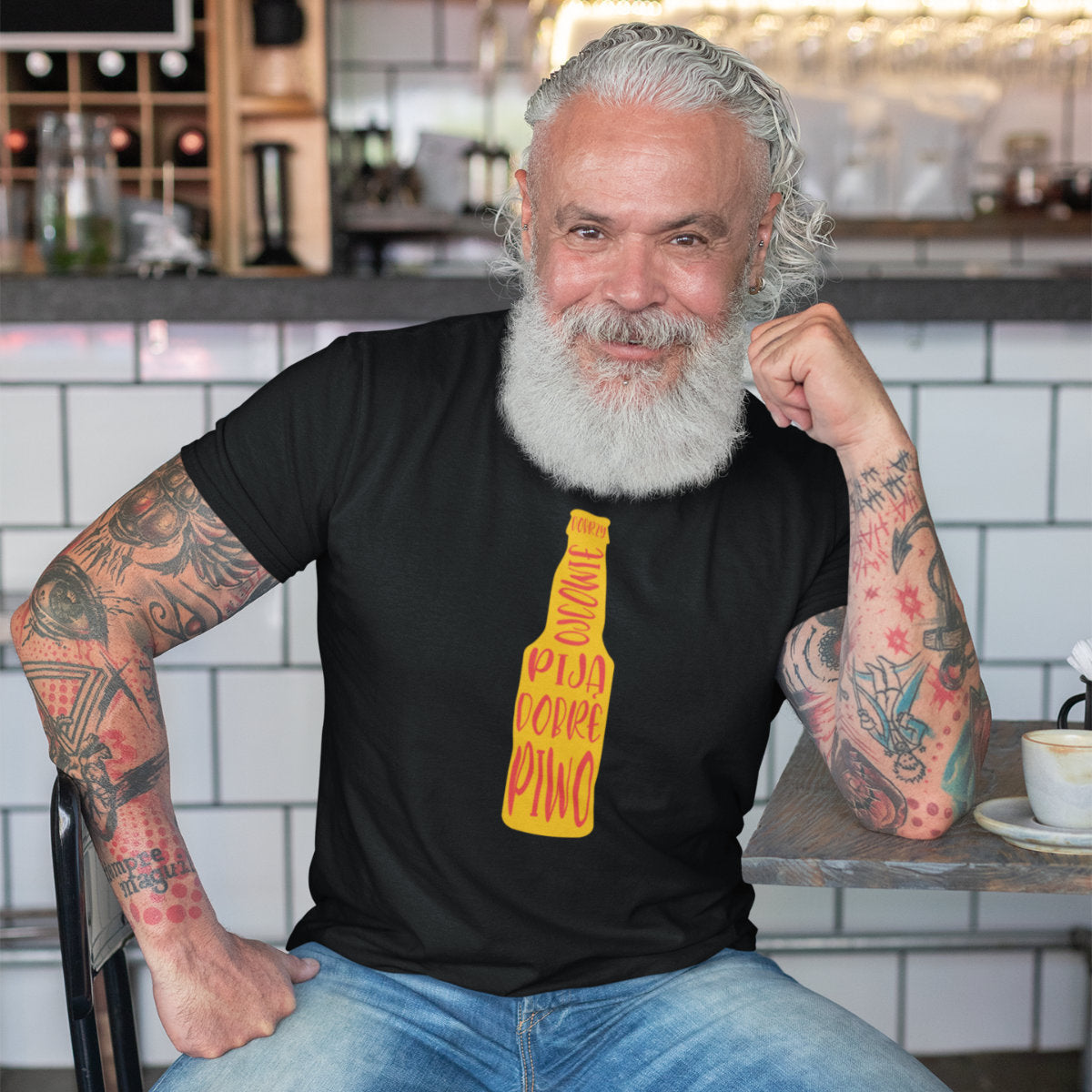 Czarny UNISEX T-shirt Dobre piwo