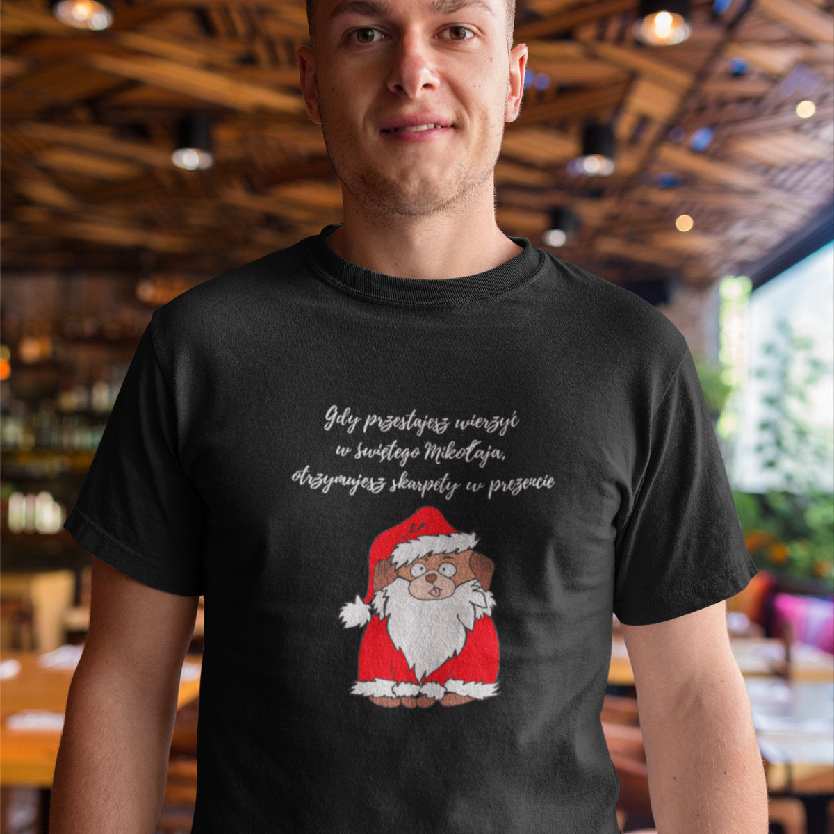 Czarny UNISEX T-shirt Gdy przestajesz wierzyć w Świętego Mikołaja