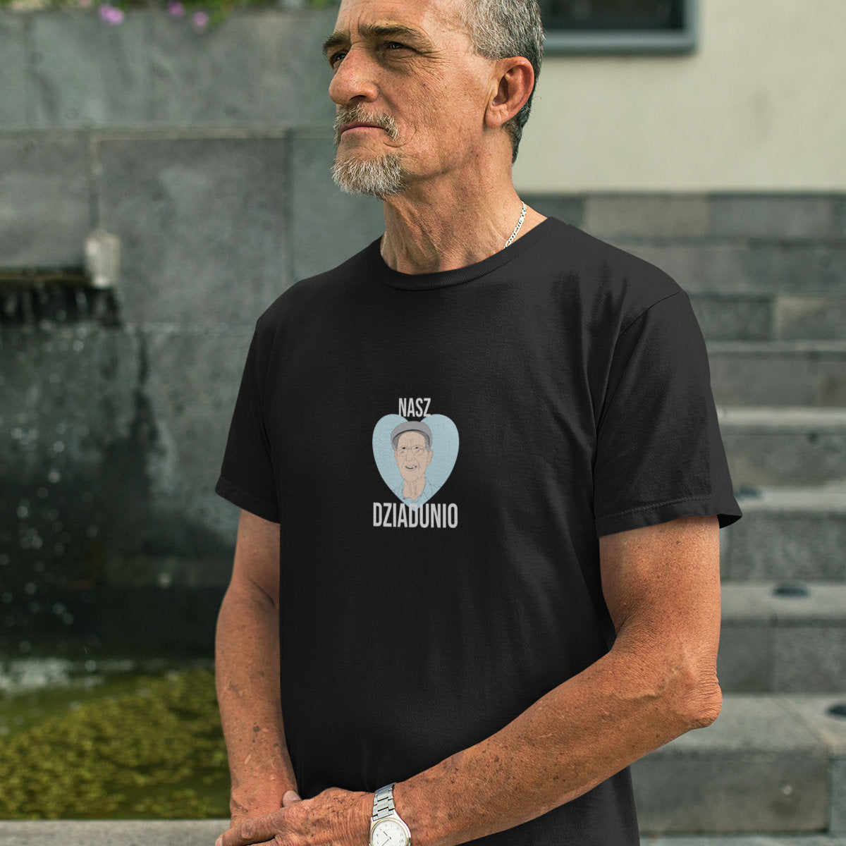 Czarny UNISEX T-shirt Nasz dziadunio