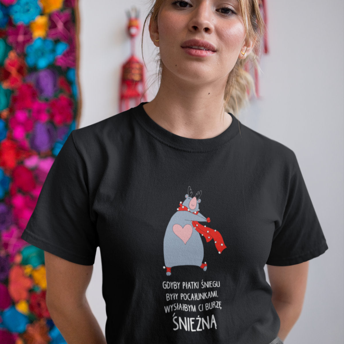 Czarny UNISEX T-shirt Burze śnieżna