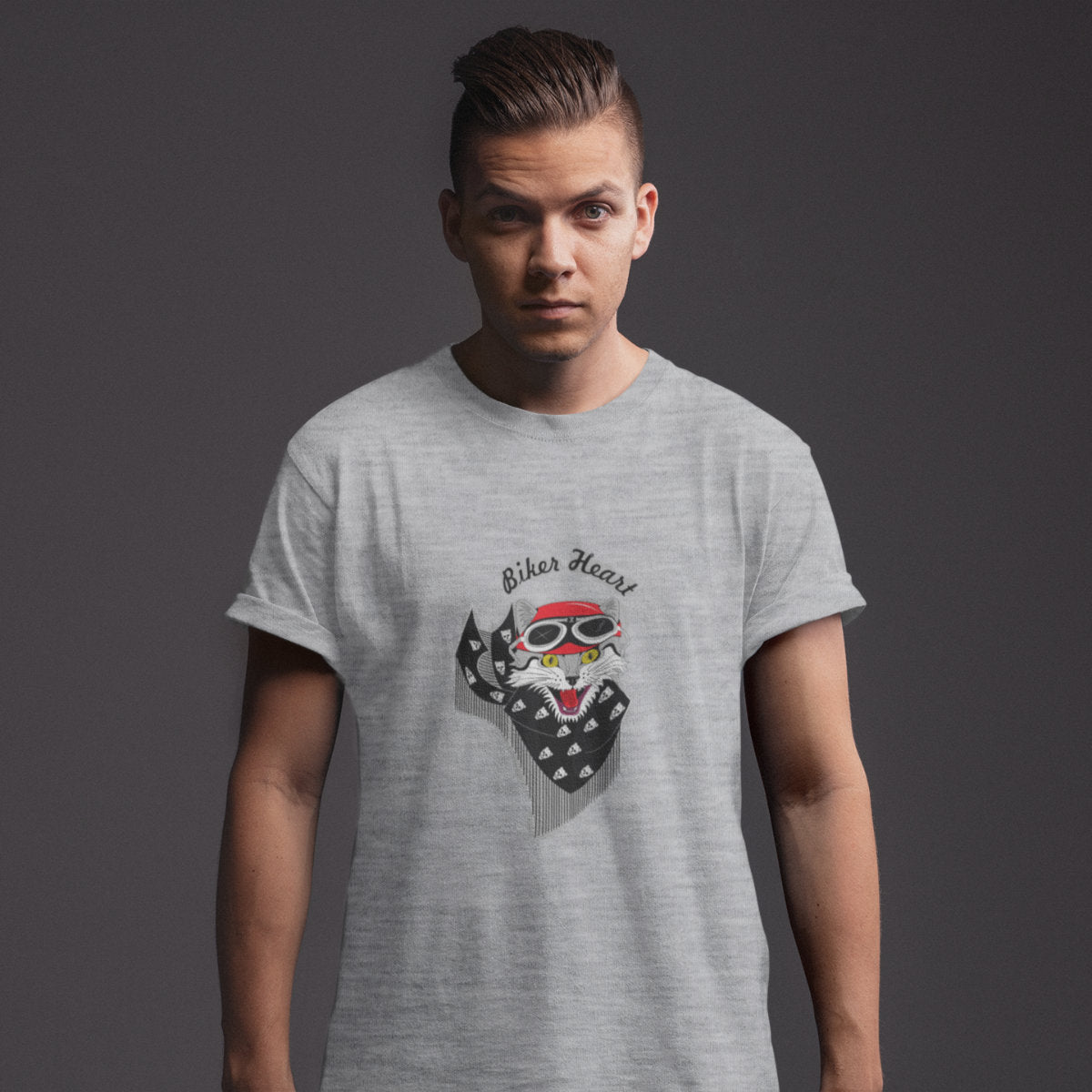 Melange grey T-shirt Biker heart
