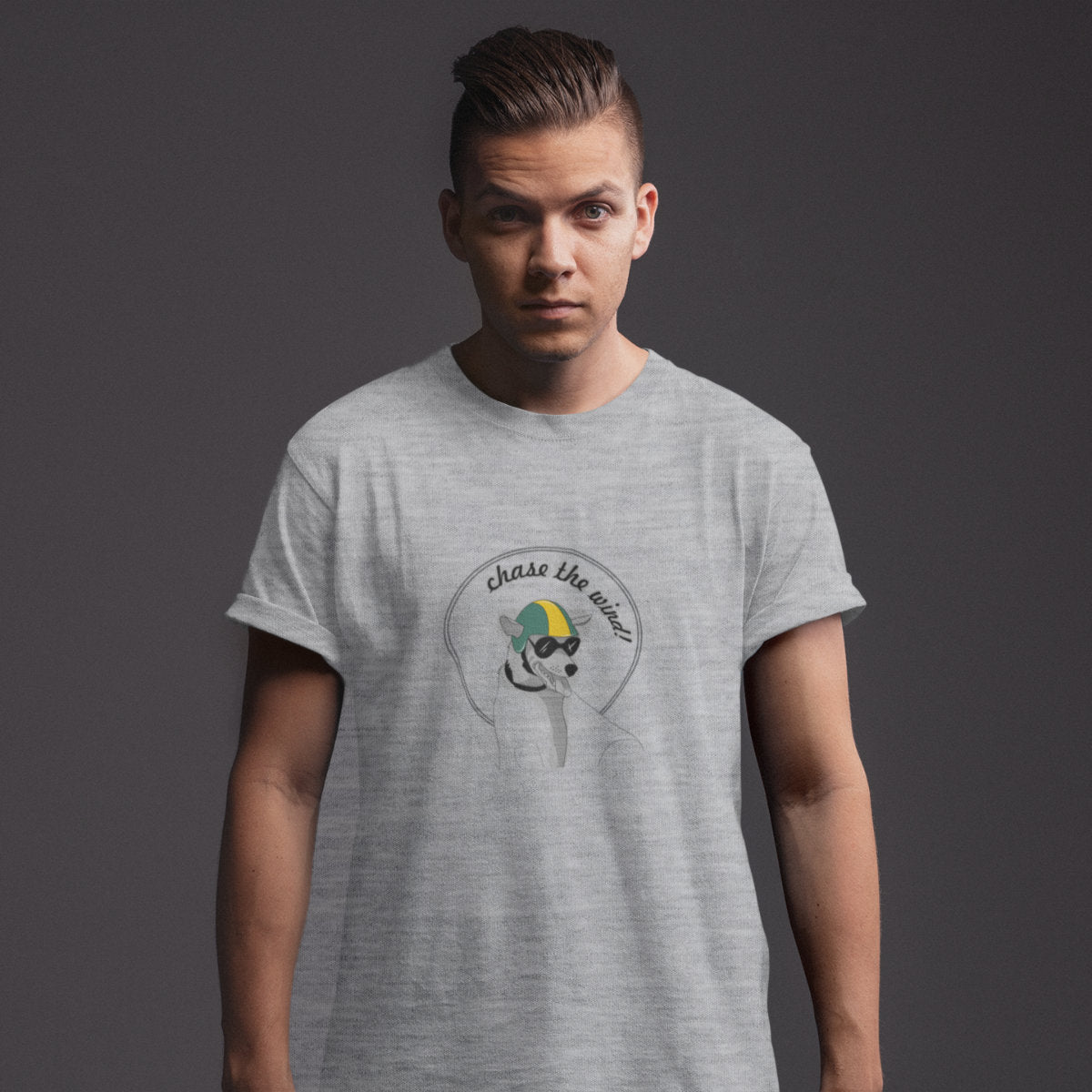 Melanżowa szara T-shirt Chase the wind