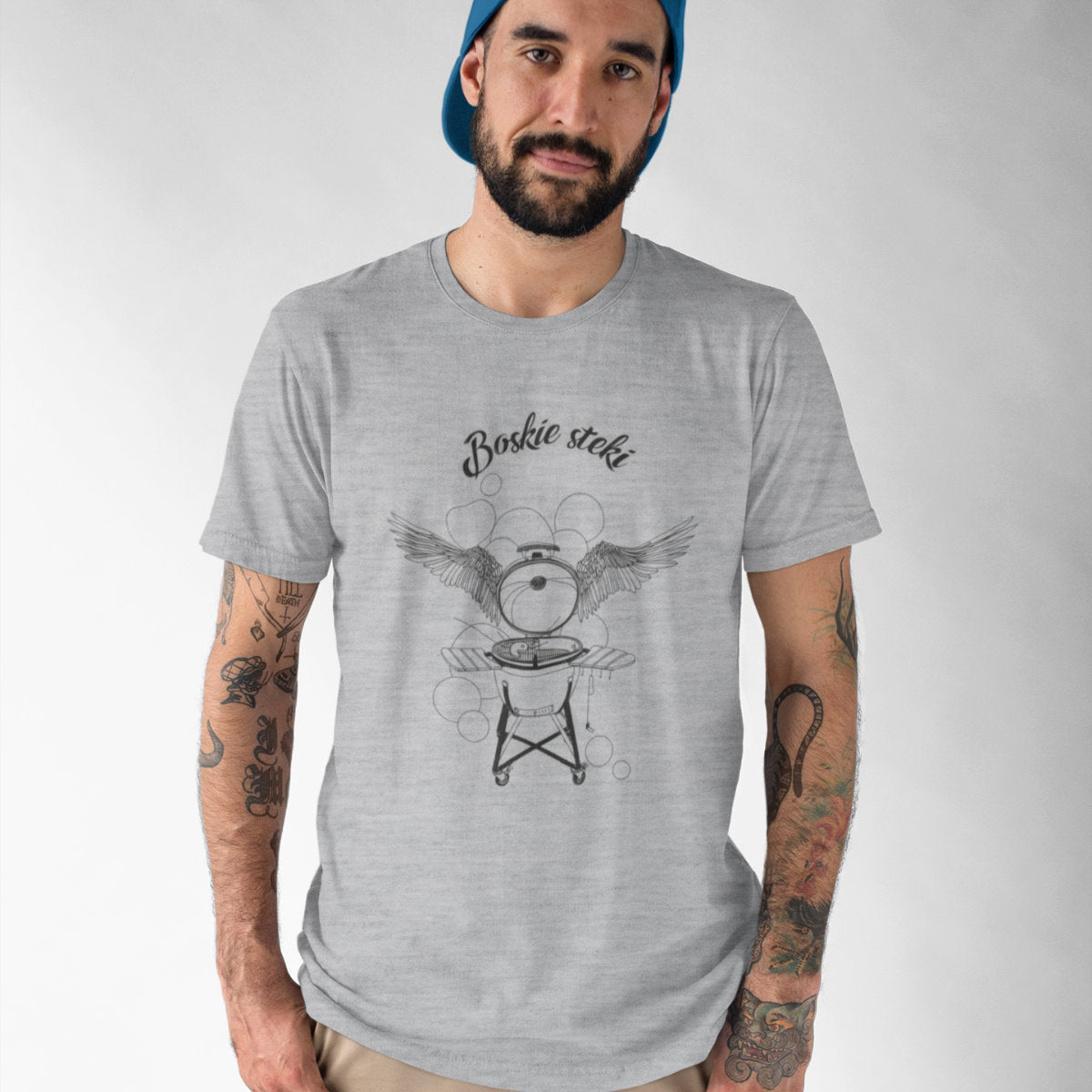 Szary Melanżowy UNISEX T-shirt Boskie steki