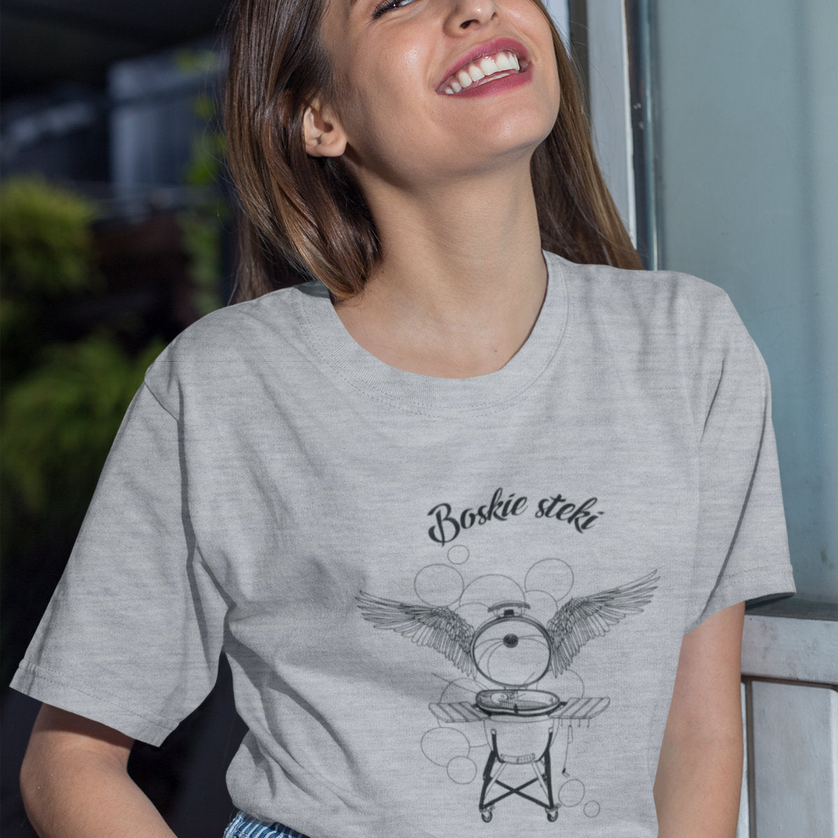 Szary Melanżowy UNISEX T-shirt Boskie steki