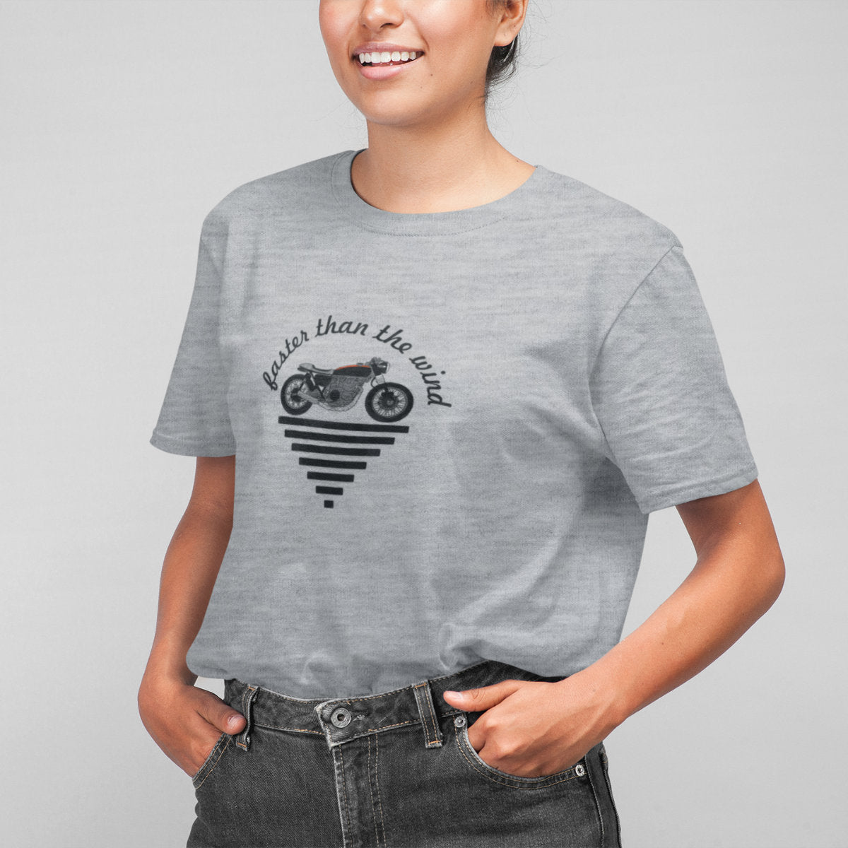 Šedé melírované tričko „Faster than the wind“