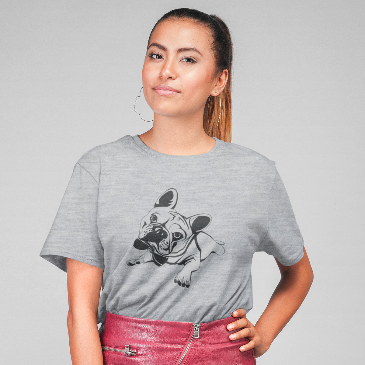 Melanżowa szara T-shirt buldog francuski