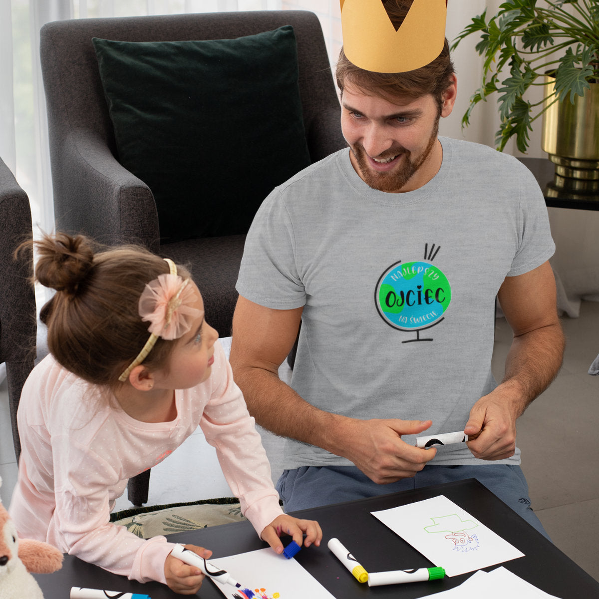 Szary Melanżowy UNISEX T-shirt Najlepszy ojciec na świecie