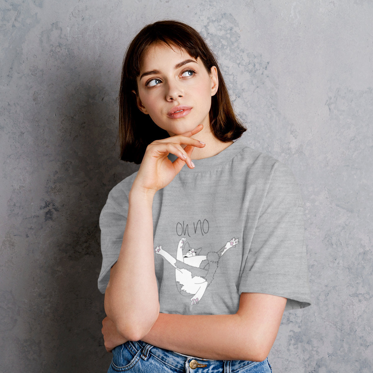 Melanżowa szara T-shirt Oh no