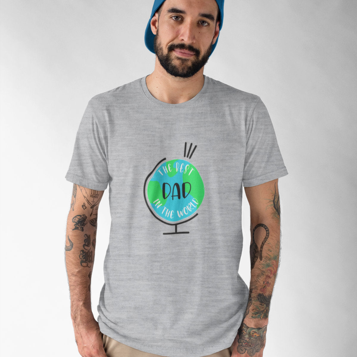 Šedé melírované tričko „The Best Dad In The World“