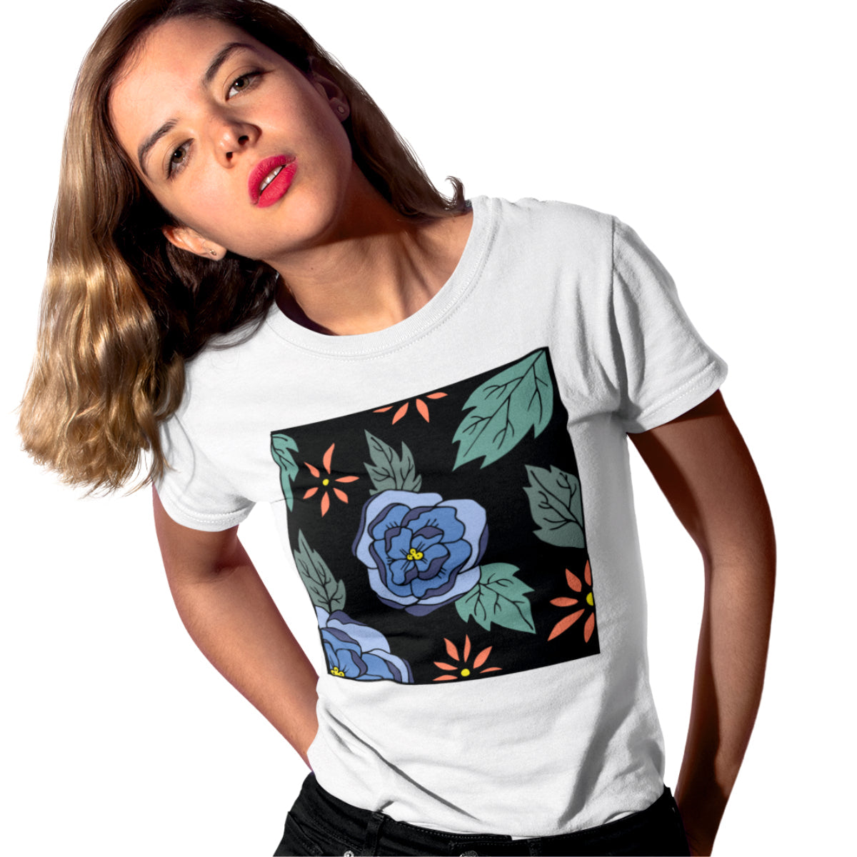 Weißes UNISEX T-Shirt „Schwarz“