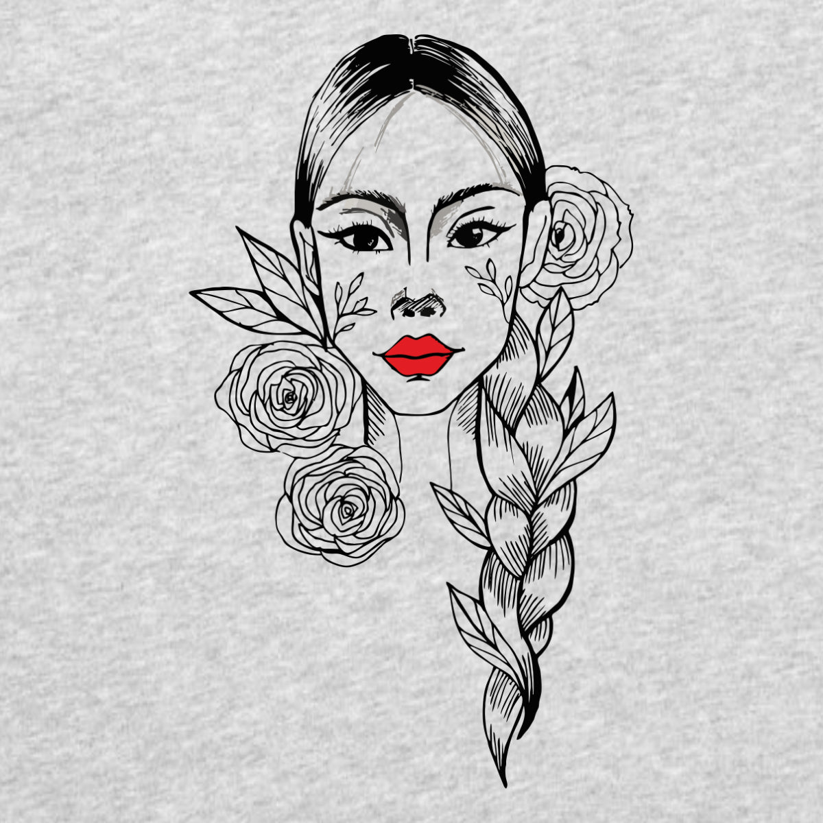 Sivomelírované UNISEX tričko „Dievča s vrkočom“