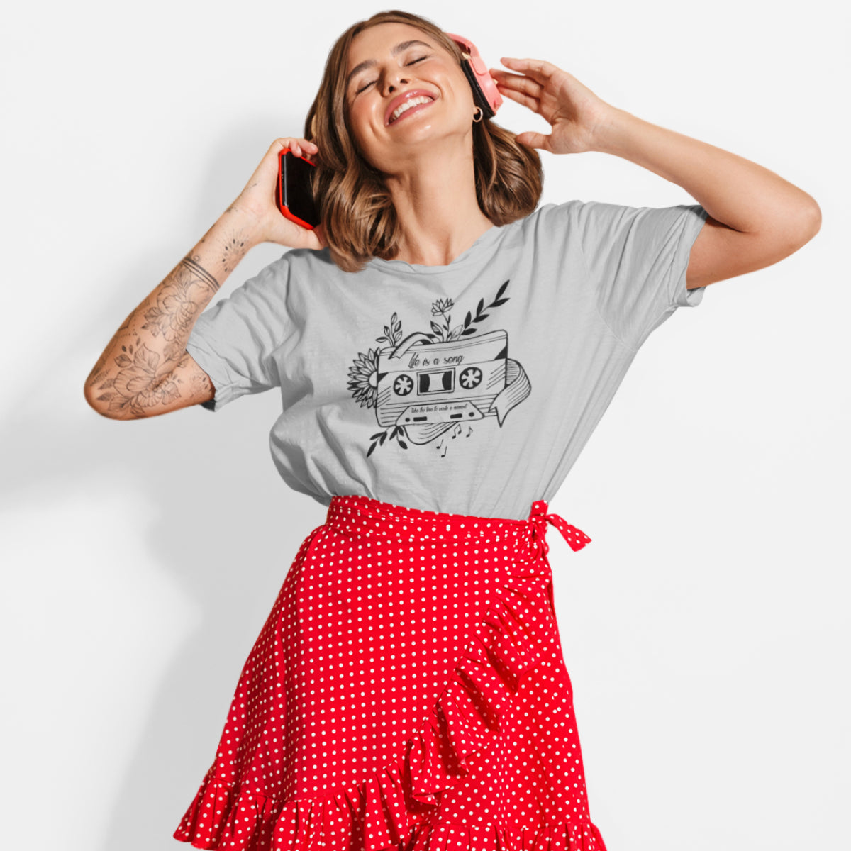 Šedé melírované tričko „Tape“