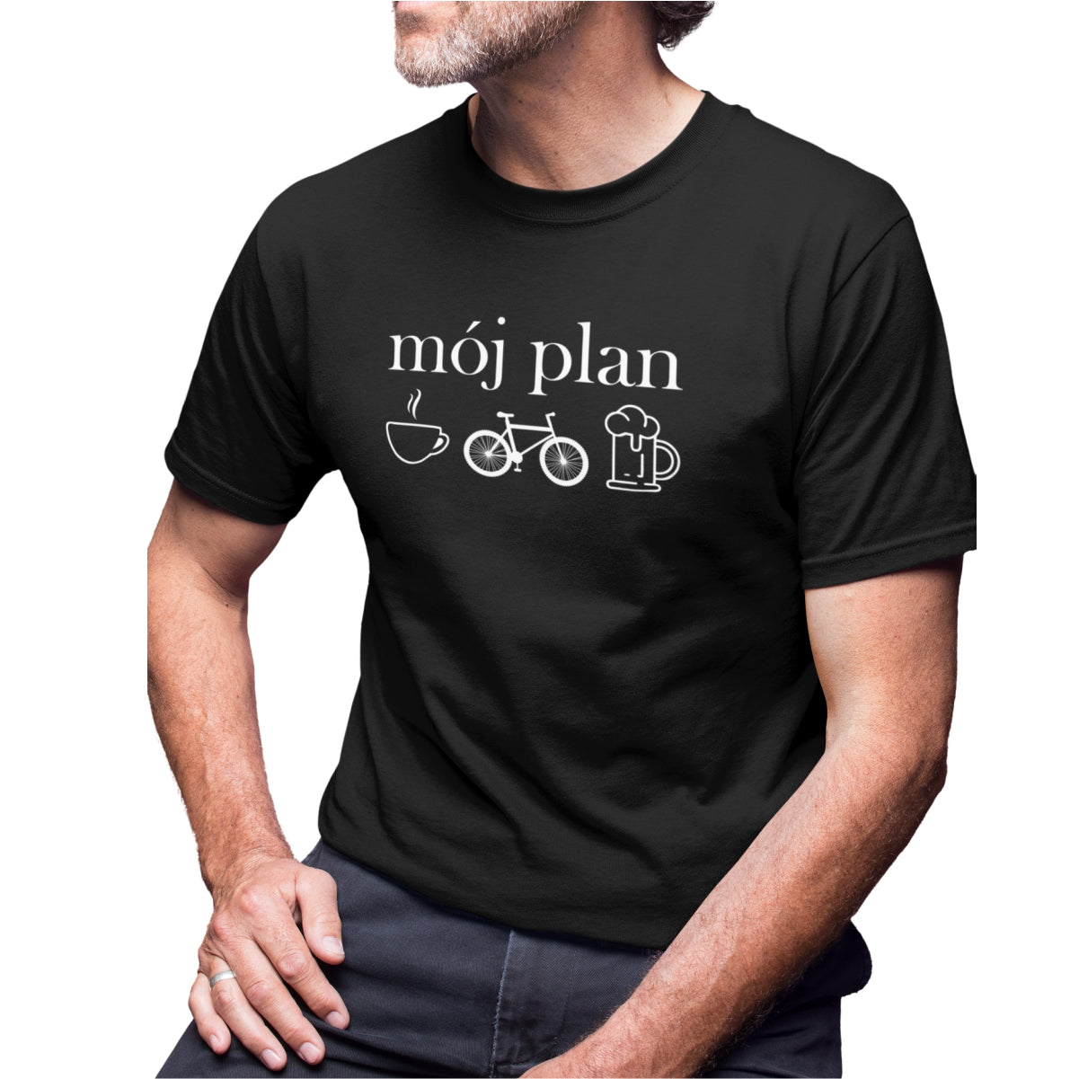 Czarna UNISEX koszulka Mój plan