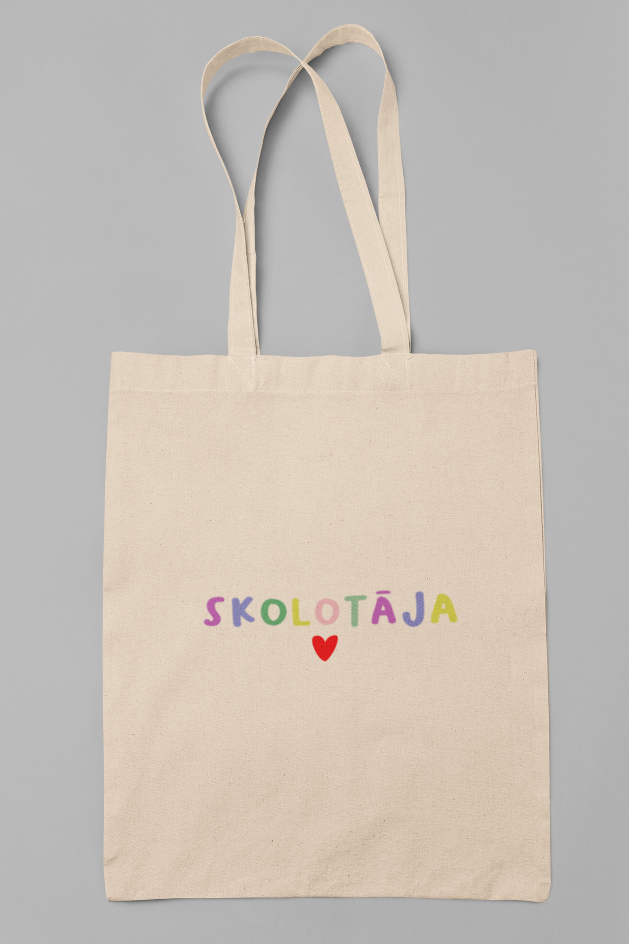 Auduma iepirkumu maisiņš ar vienkāršu dibenu "Krāsainā skolotāja"