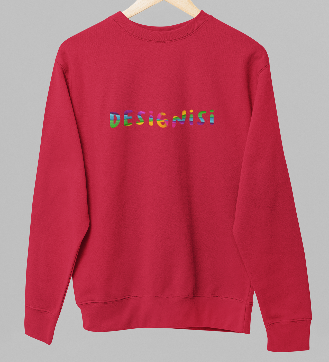 Punainen UNISEX collegepaita. Tee oma design!