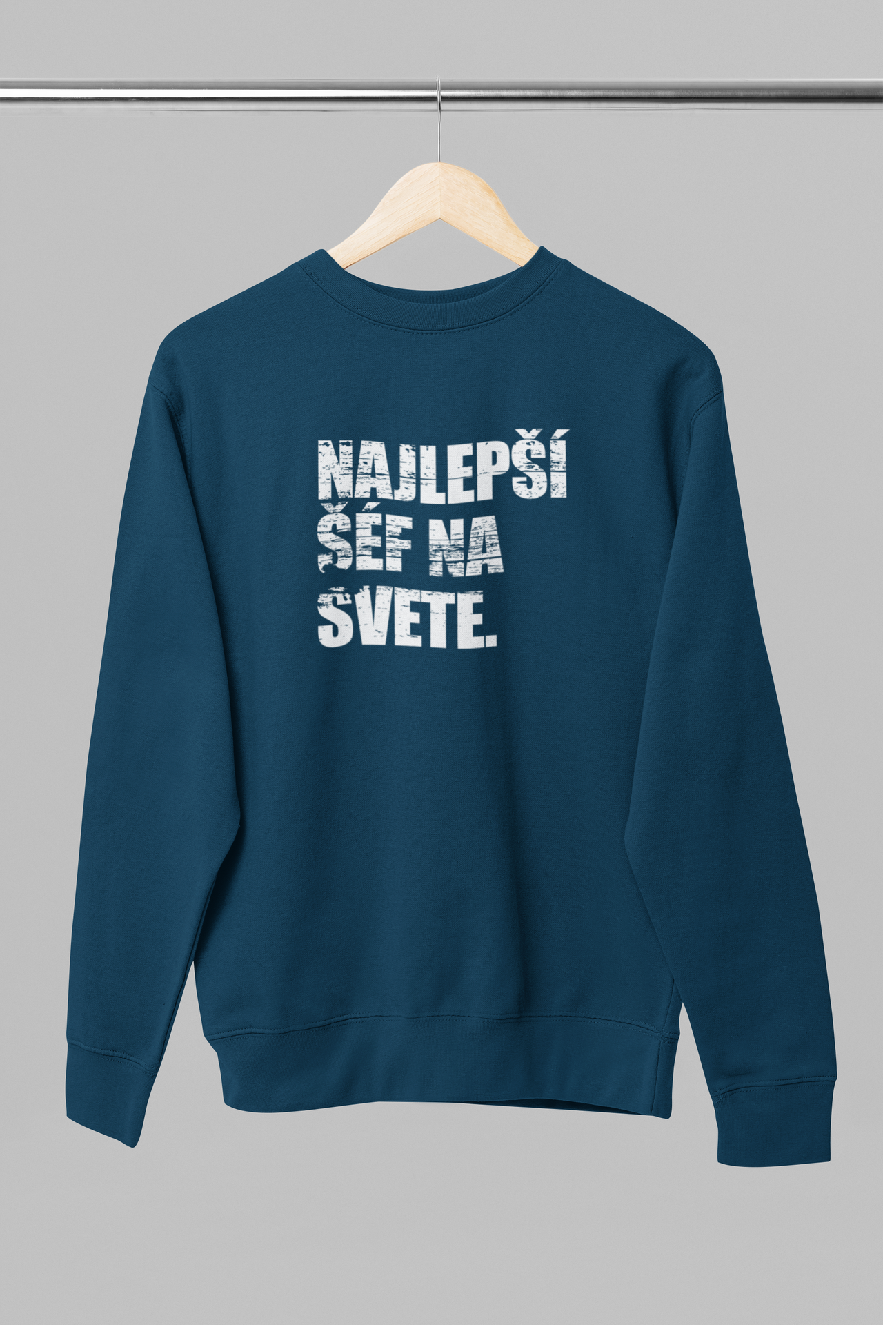 Tmavomodrá unisex mikina bez kapucne "Najlepší šéf na svete"