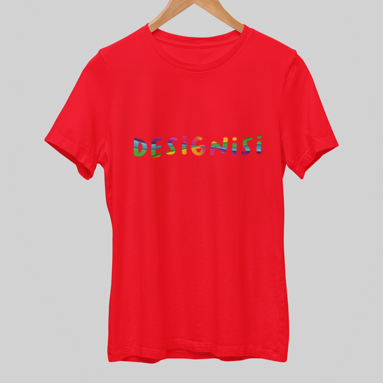 Punainen UNISEX T-paita. Tee oma design!