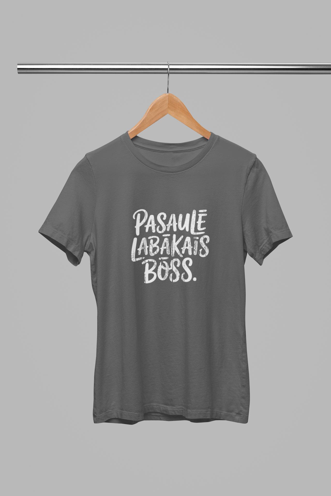 Tumši pelēki uniseksa T-krekli "Pasaulē labākais boss"