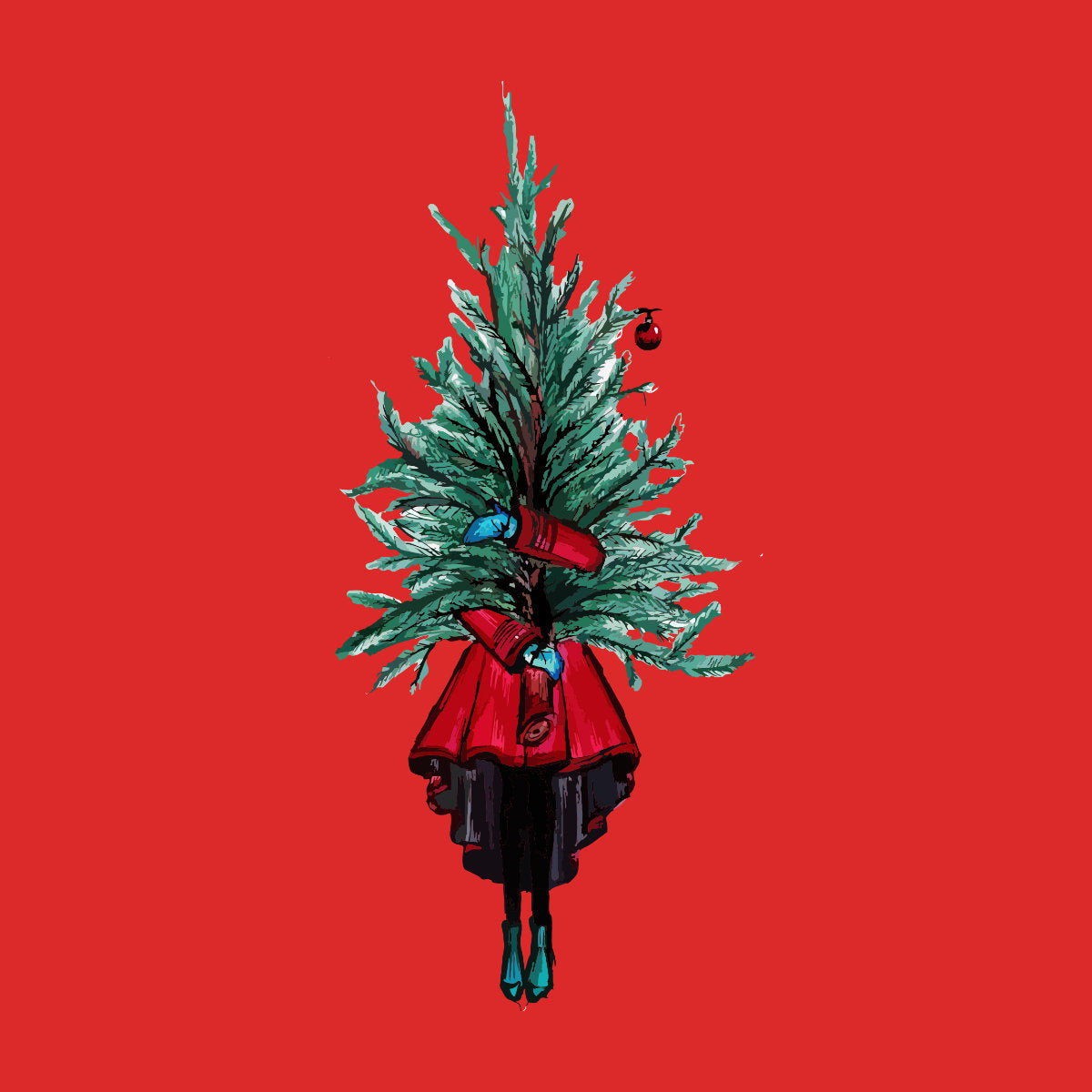 UNISEX Czerwona bluza Choinka bożonarodzeniowa