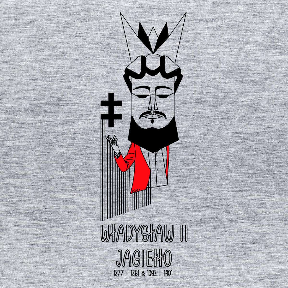 Melanżowa szara UNISEX koszulka Władysław II Jagiełło