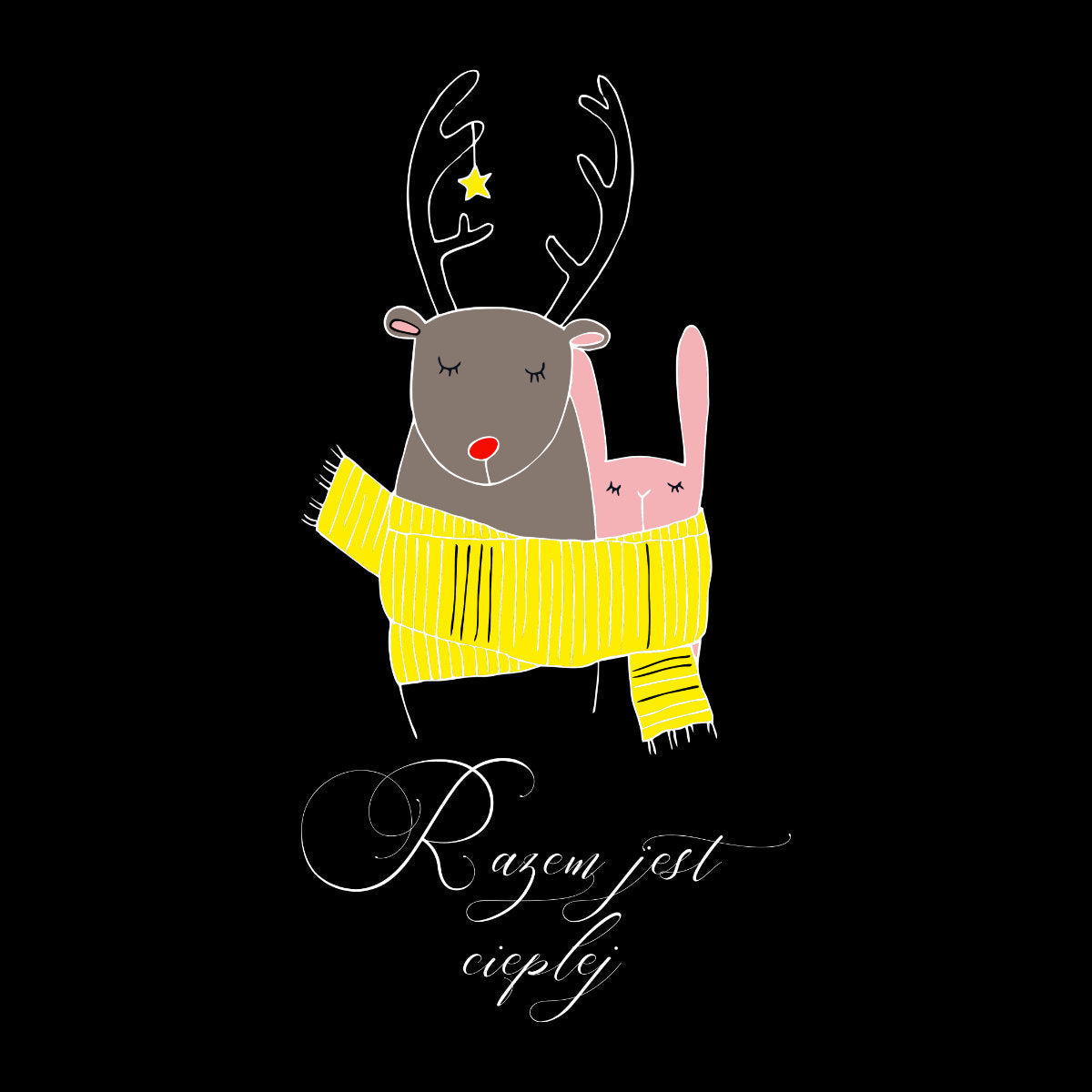 Czarny UNISEX T-shirt Razem jest cieplej