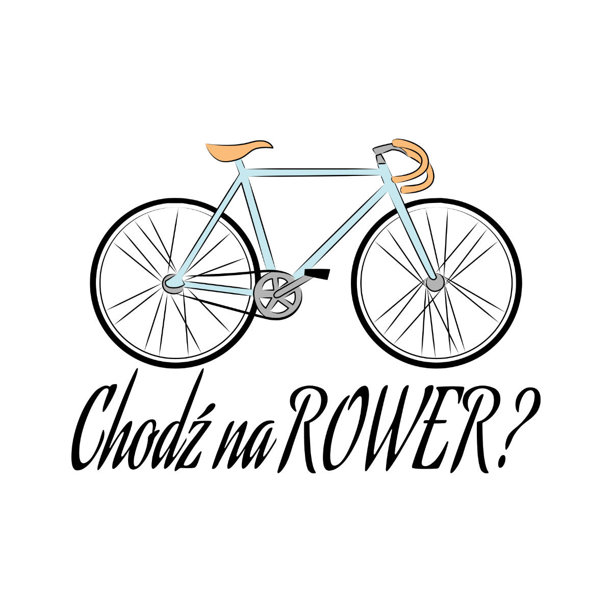 Biała UNISEX koszulka "CHODŹ NA ROWER?"