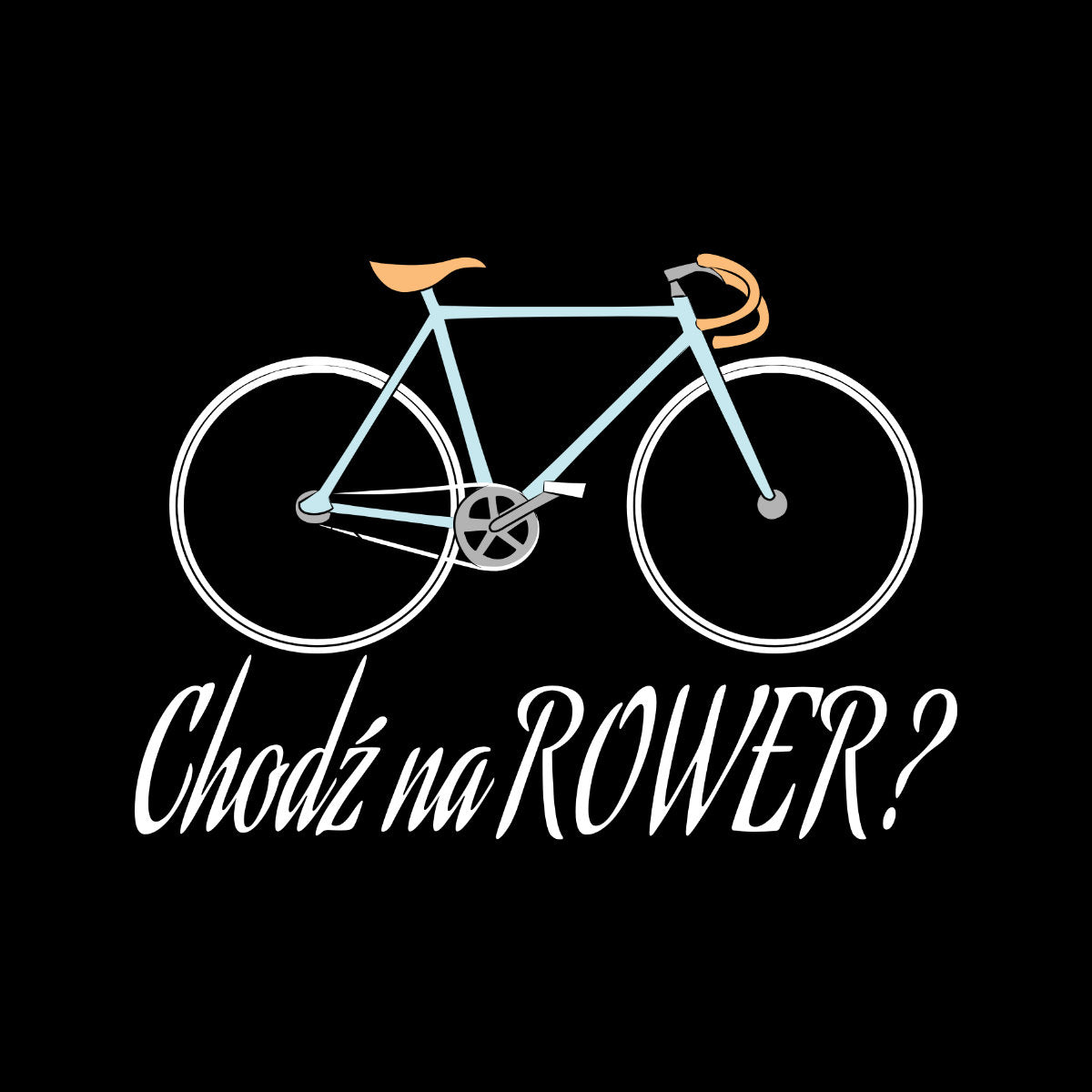 Czarna UNISEX koszulka "CHODŹ NA ROWER?"